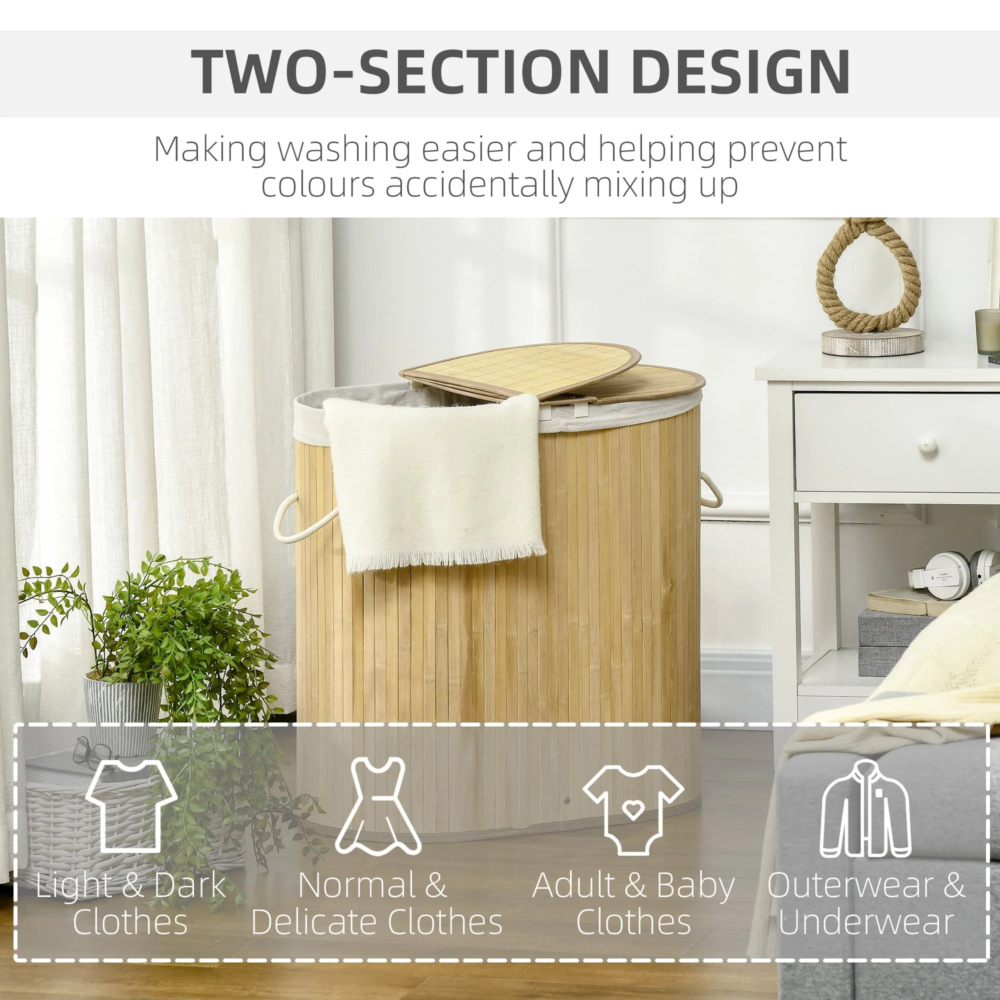 Bamboo Laundry Basket With Lid - Image 6