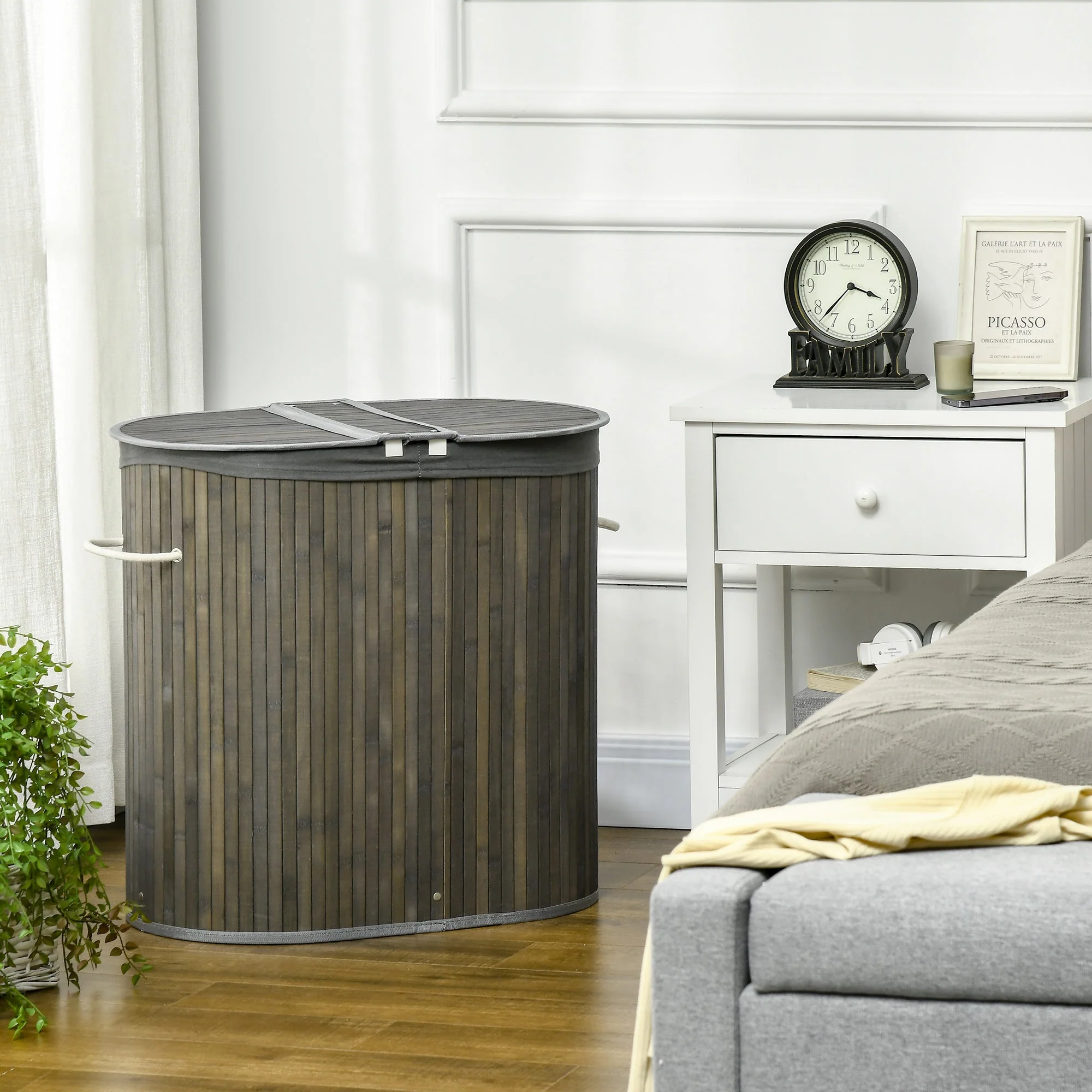 Bamboo Laundry Basket With Lid - Image 2