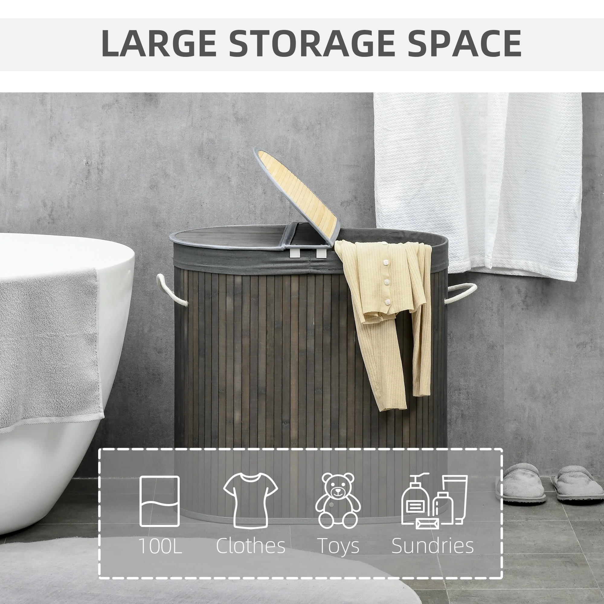 Bamboo Laundry Basket With Lid - Image 4