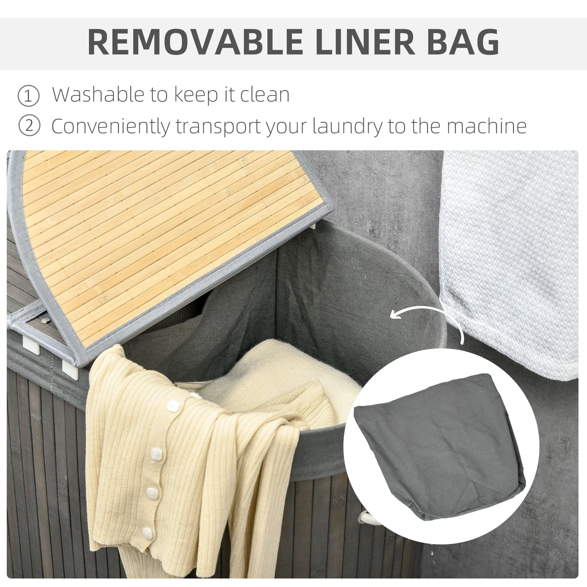 Bamboo Laundry Basket With Lid - Image 5