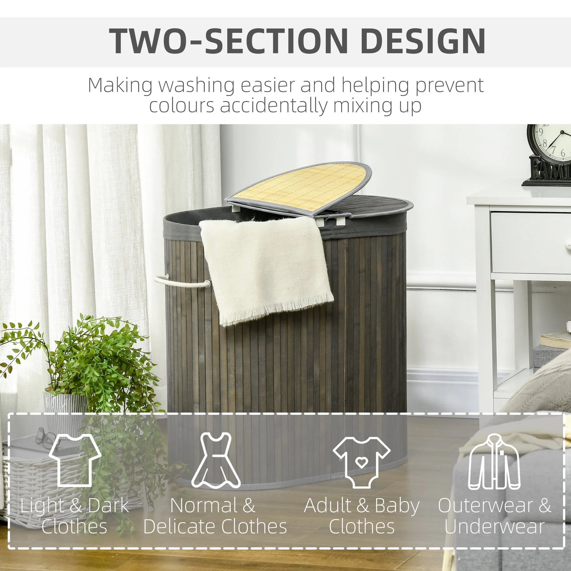 Bamboo Laundry Basket With Lid - Image 6