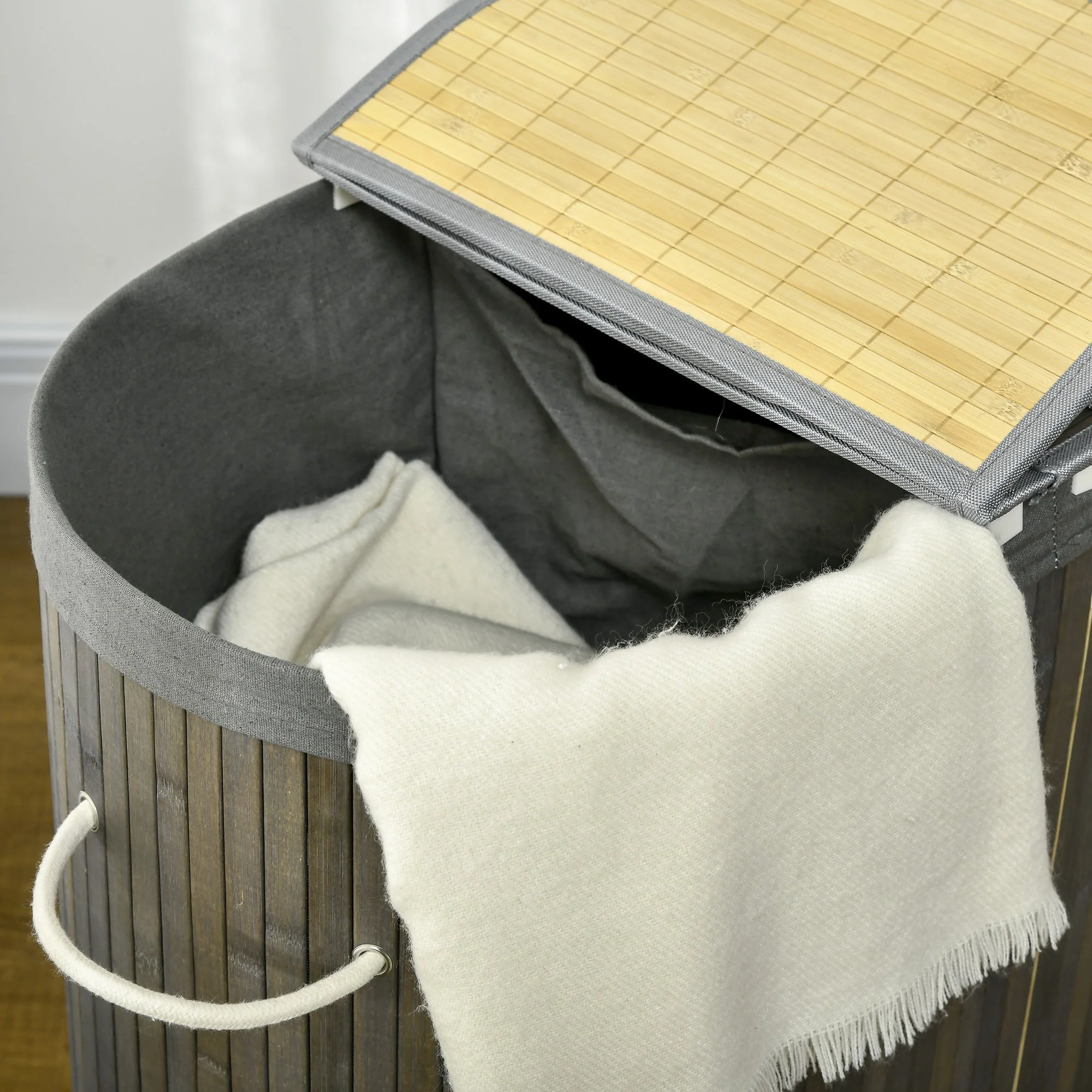 Bamboo Laundry Basket With Lid - Image 9