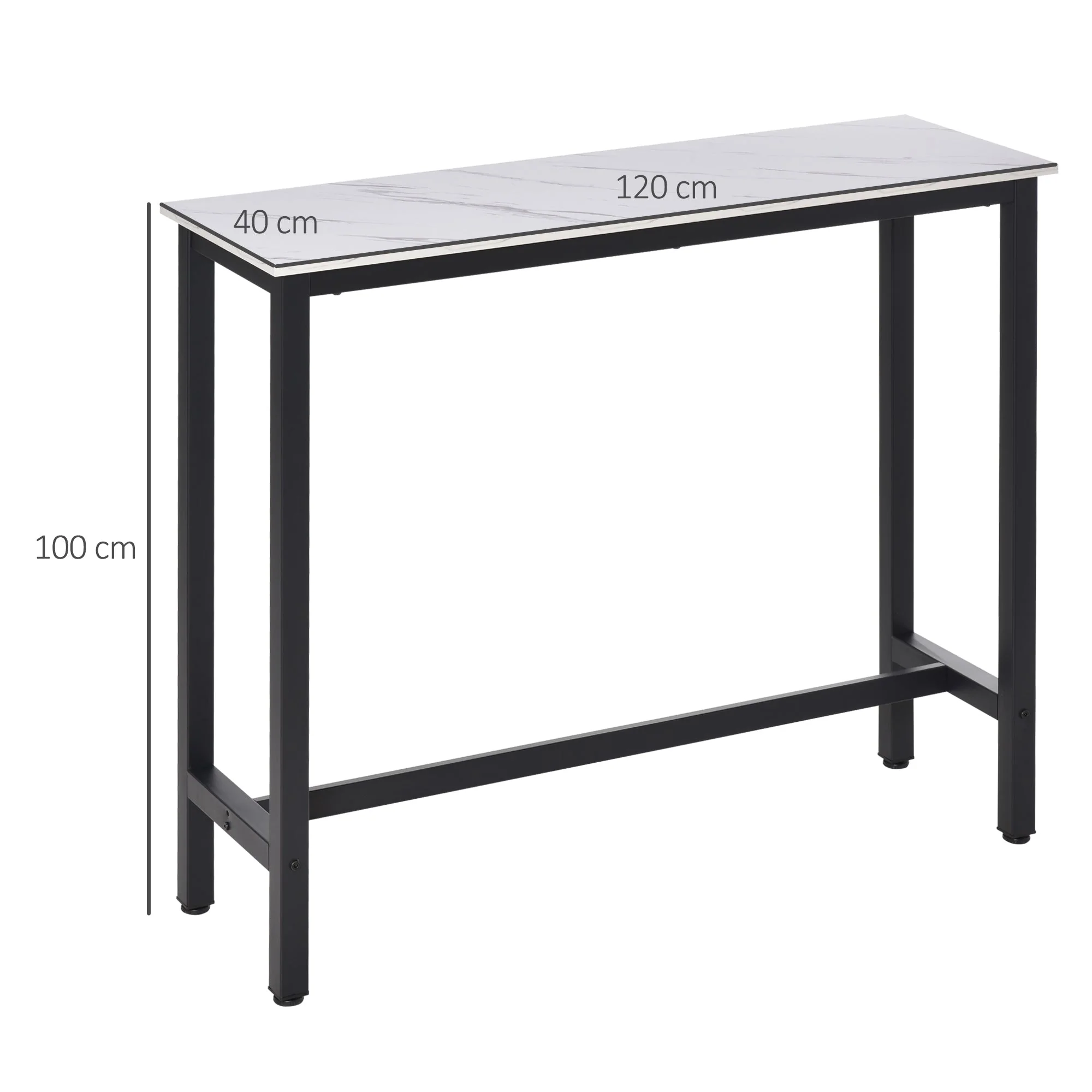 Bar Table Breakfast Marble Grain Dining Table Coffee Table with Adjustable Footpads - Image 3