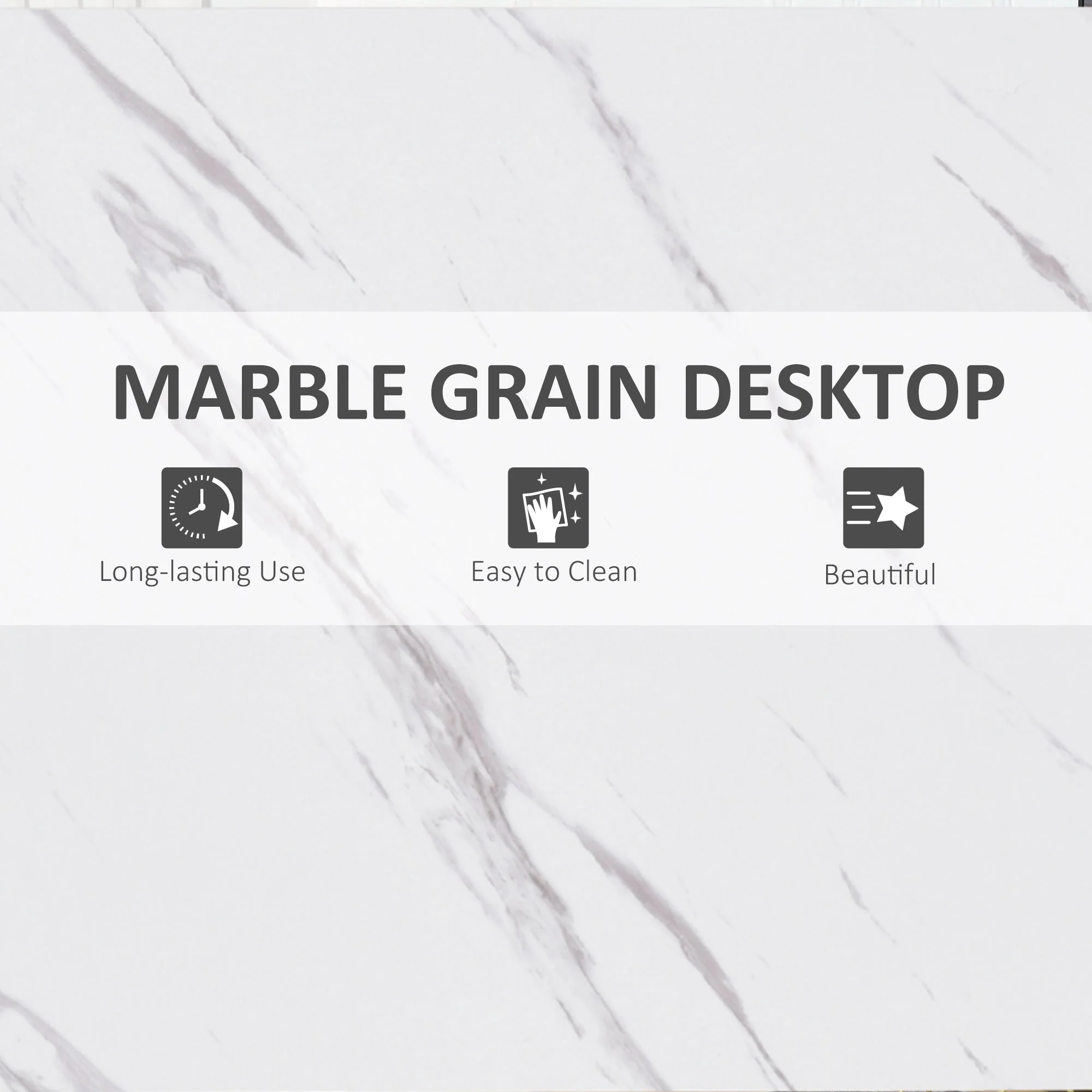 Bar Table Breakfast Marble Grain Dining Table Coffee Table with Adjustable Footpads - Image 7