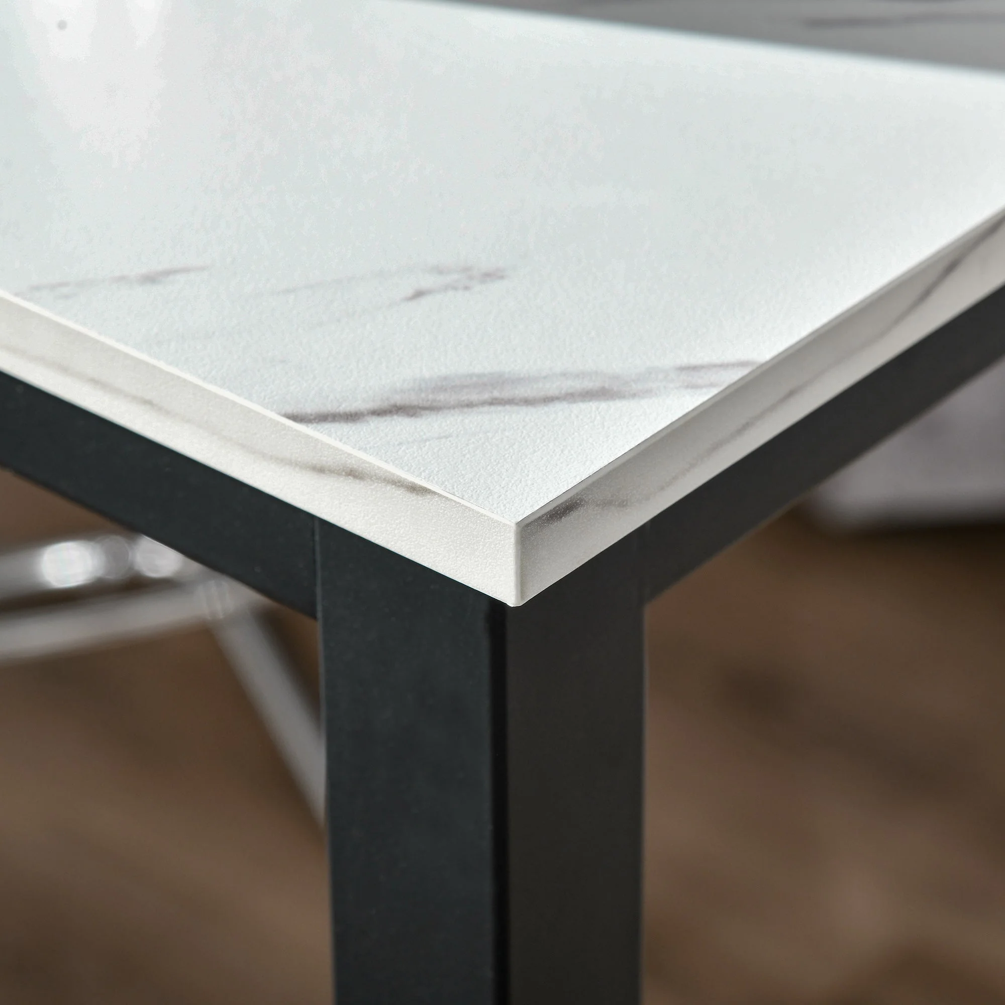 Bar Table Breakfast Marble Grain Dining Table Coffee Table with Adjustable Footpads - Image 9