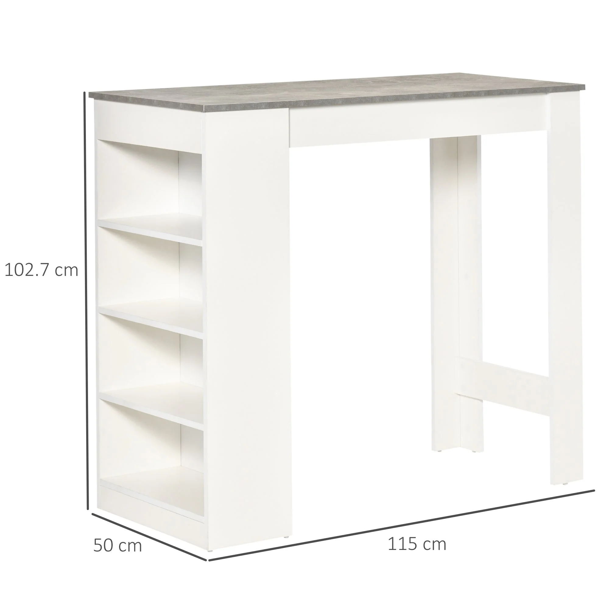 Bar Table Coffee Table Kitchen Dining Table with 4-Tier Storage Shelf for Kitchen - Image 3