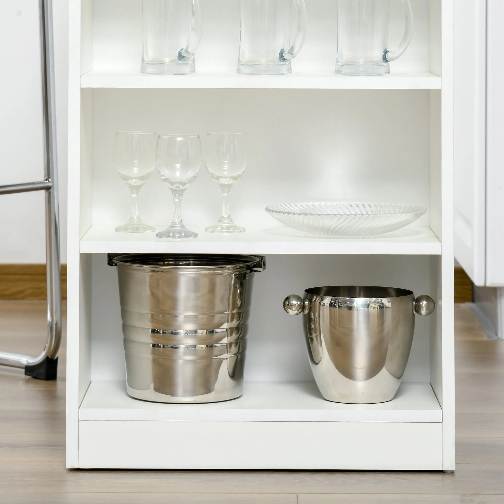 Bar Table Coffee Table Kitchen Dining Table with 4-Tier Storage Shelf for Kitchen - Image 9