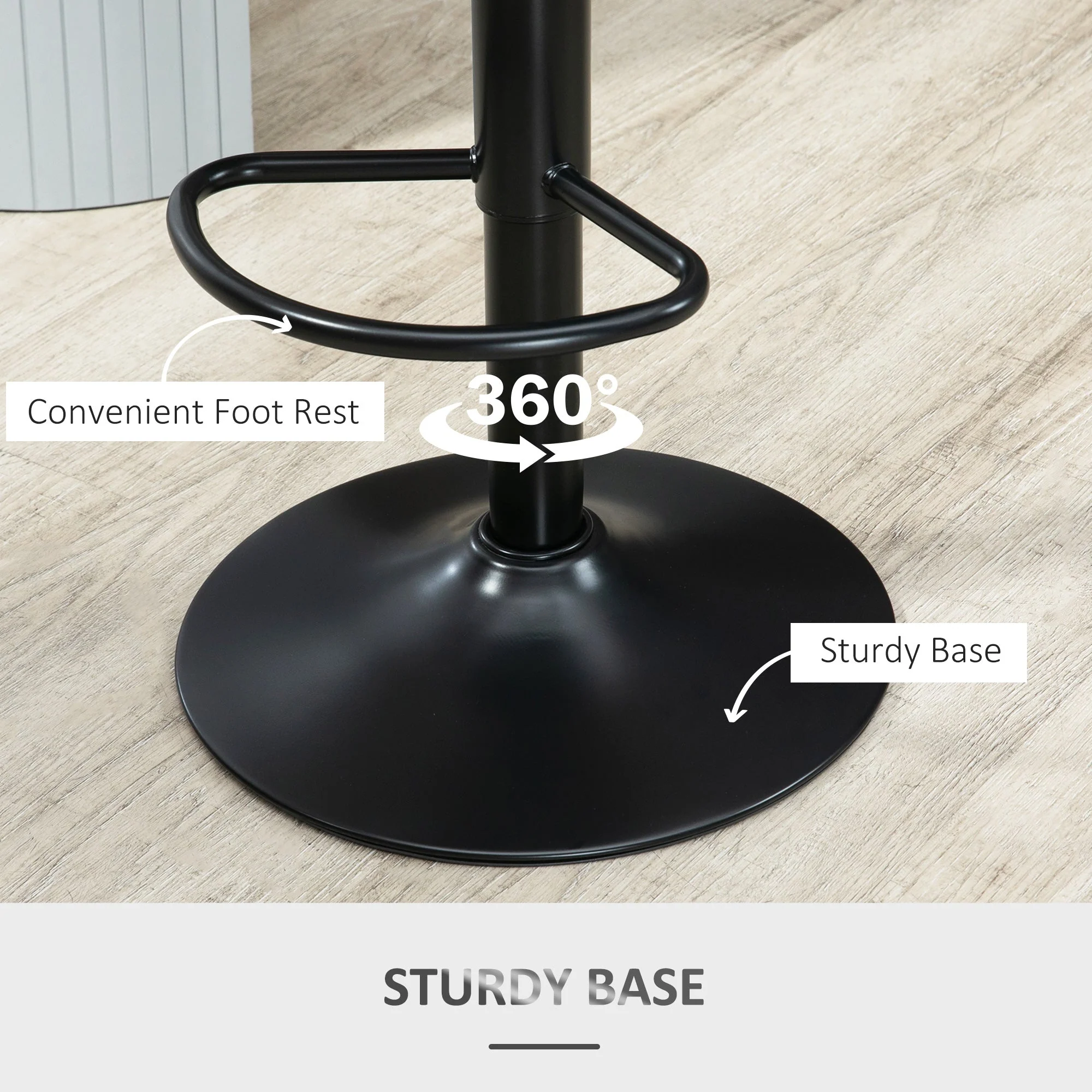 Barstools Set of 2 Adjustable Swivel Height Gas Lift PU Leather Counter Chairs with Footrest - Image 6