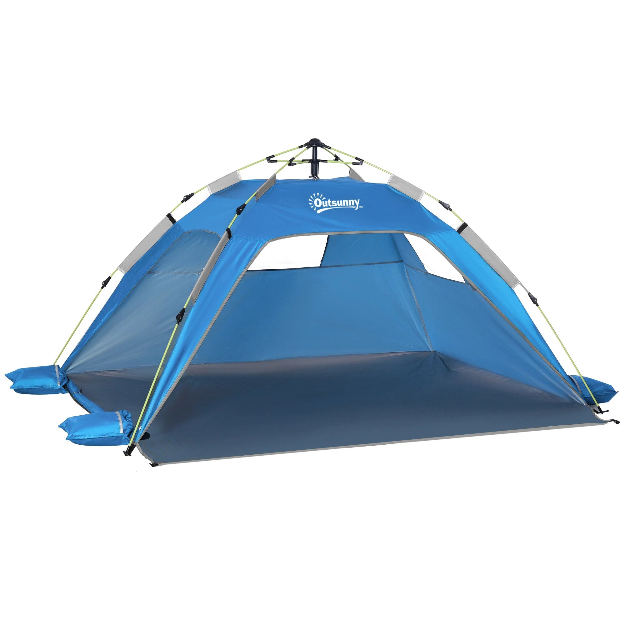 Beach Tent for 1-2 Person Pop-up Design with 2 Mesh Windows & 2 Doors Sky Blue - Image 2