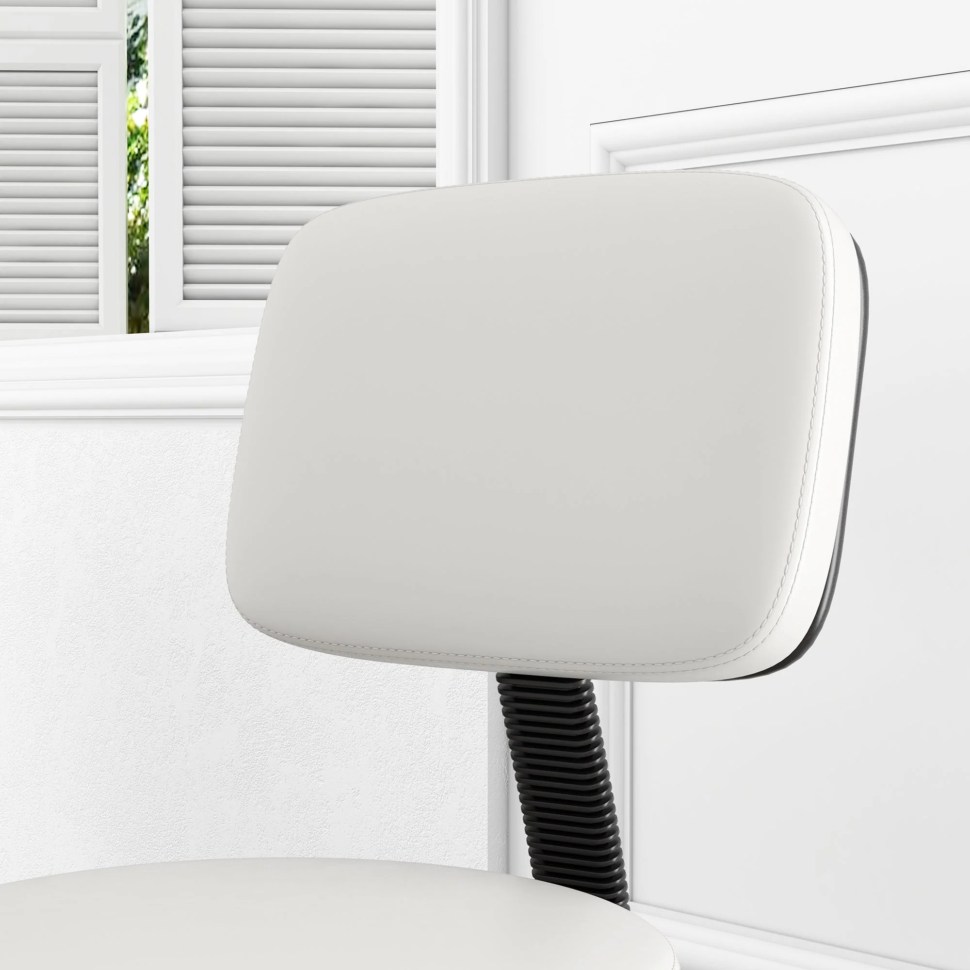 Beautician's Swivel Salon Chair w/ Padded Seat Back 5 Wheels Adjustable Height Salon Hairdressers Tattoo Spa Rolling Cushion Professional White - Image 9