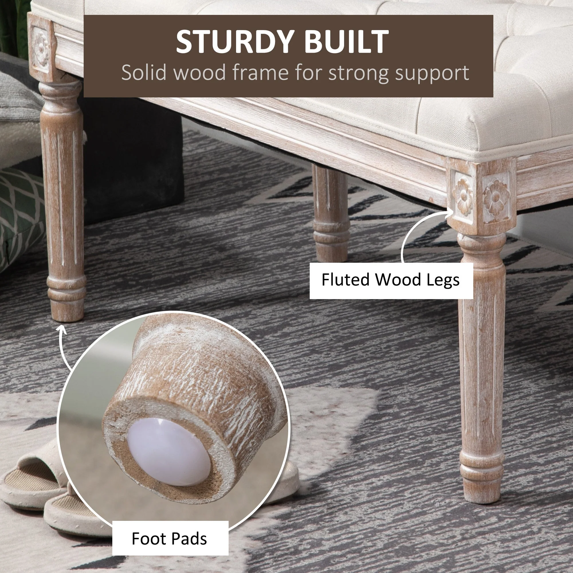 Bed End Stool Accent Bench - Image 5