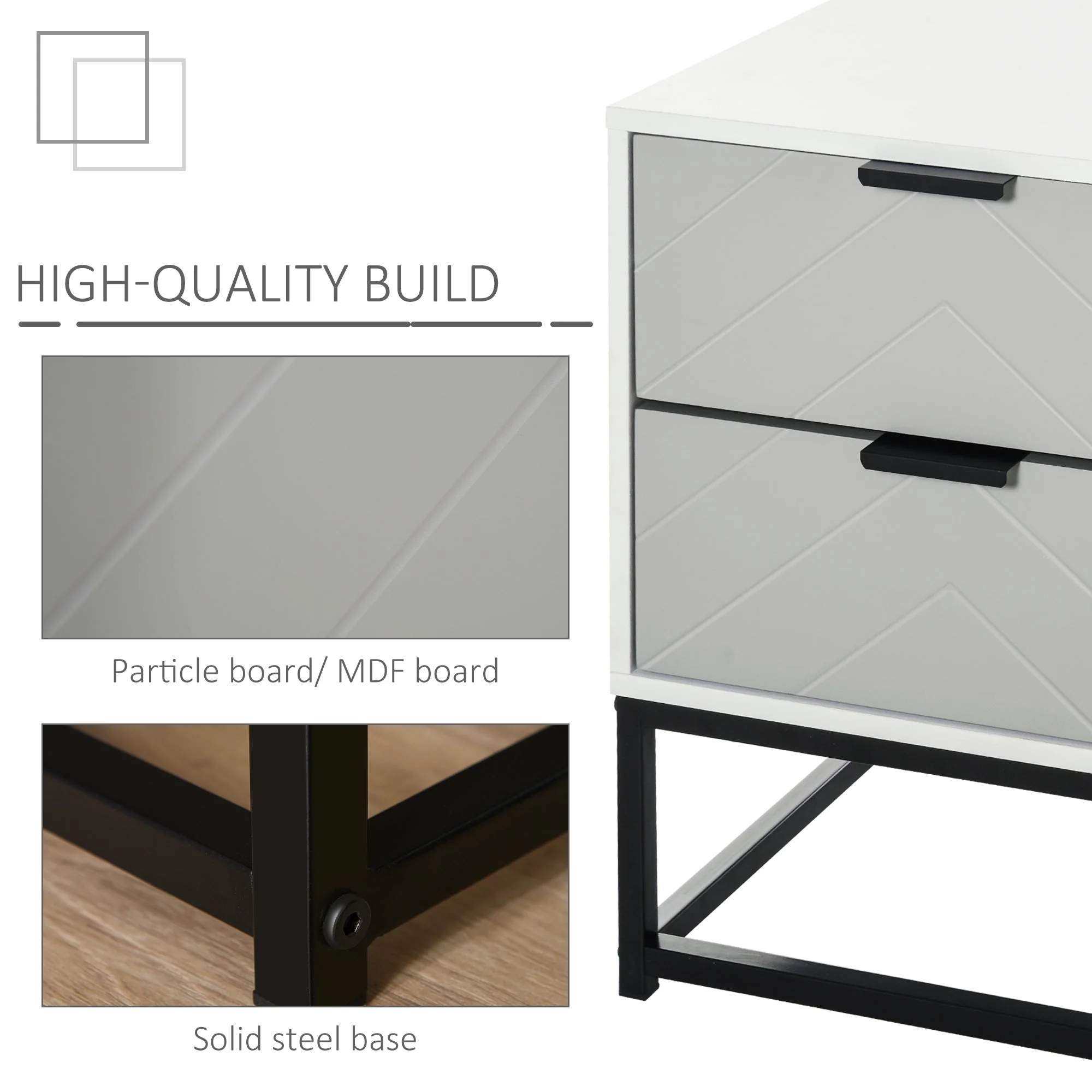 Bedside Cabinet with 2 Drawer Storage Unit - Image 6