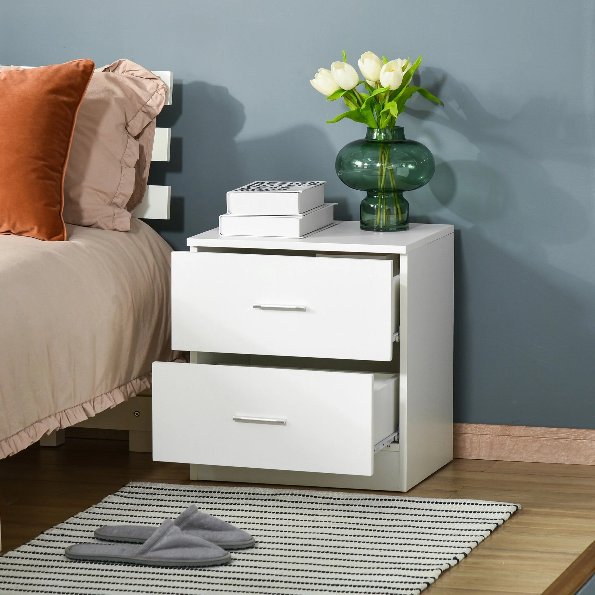 Bedside Table with 2 Drawers - Image 2