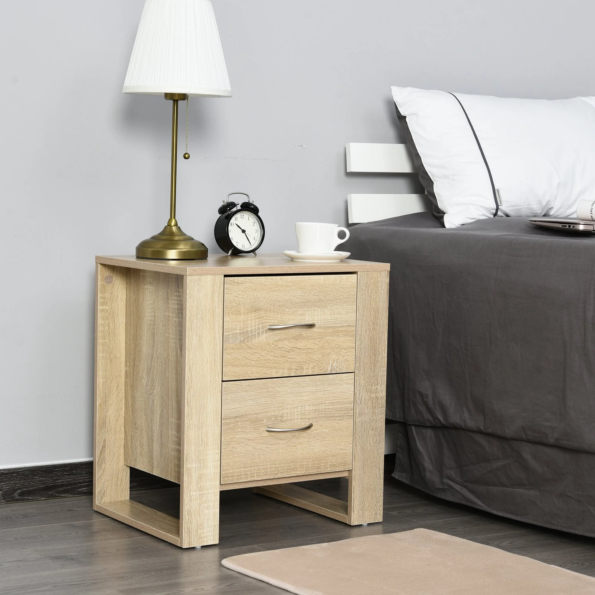 Bedside Table with 2 Drawers - Image 2