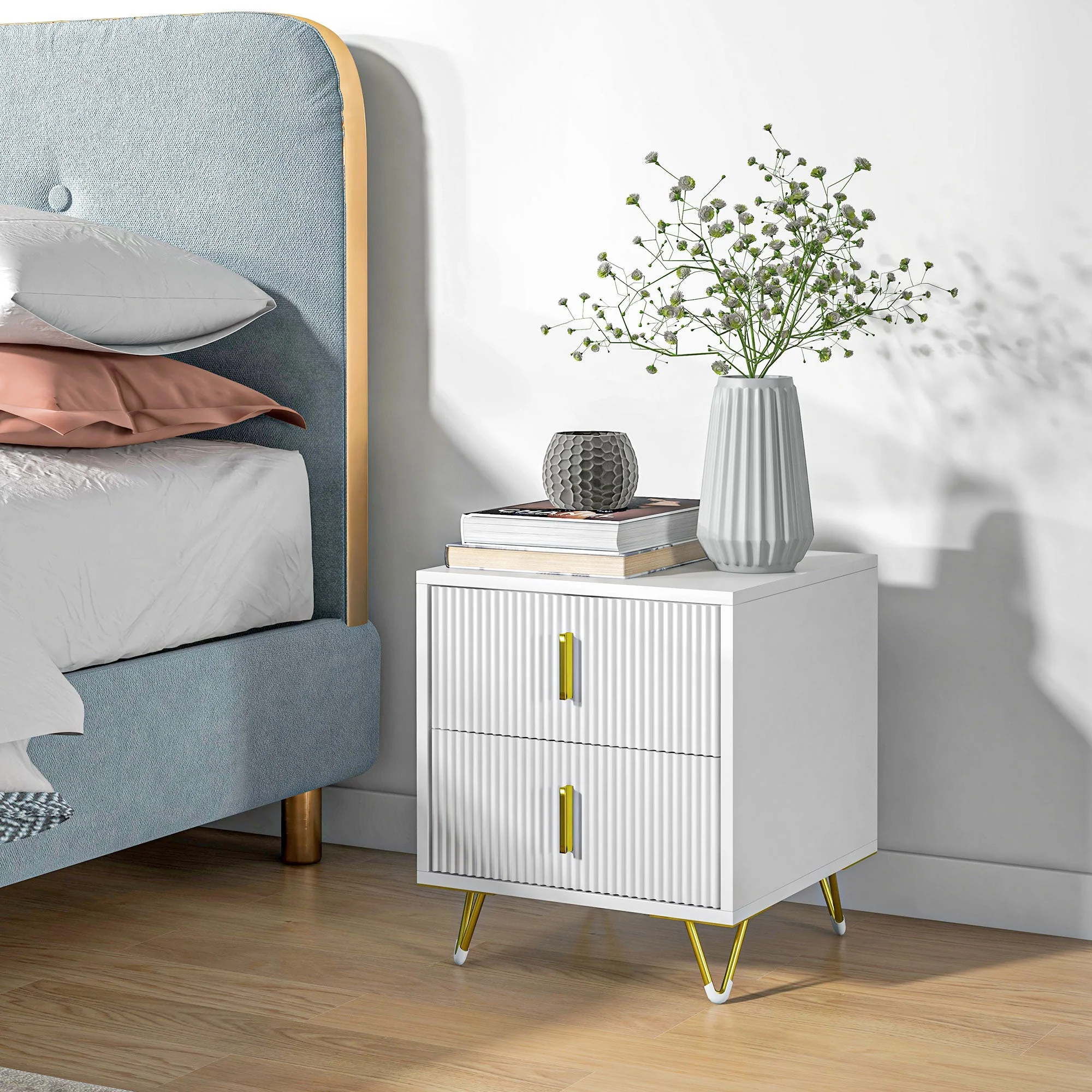Bedside Table with 2 Drawers - Image 2
