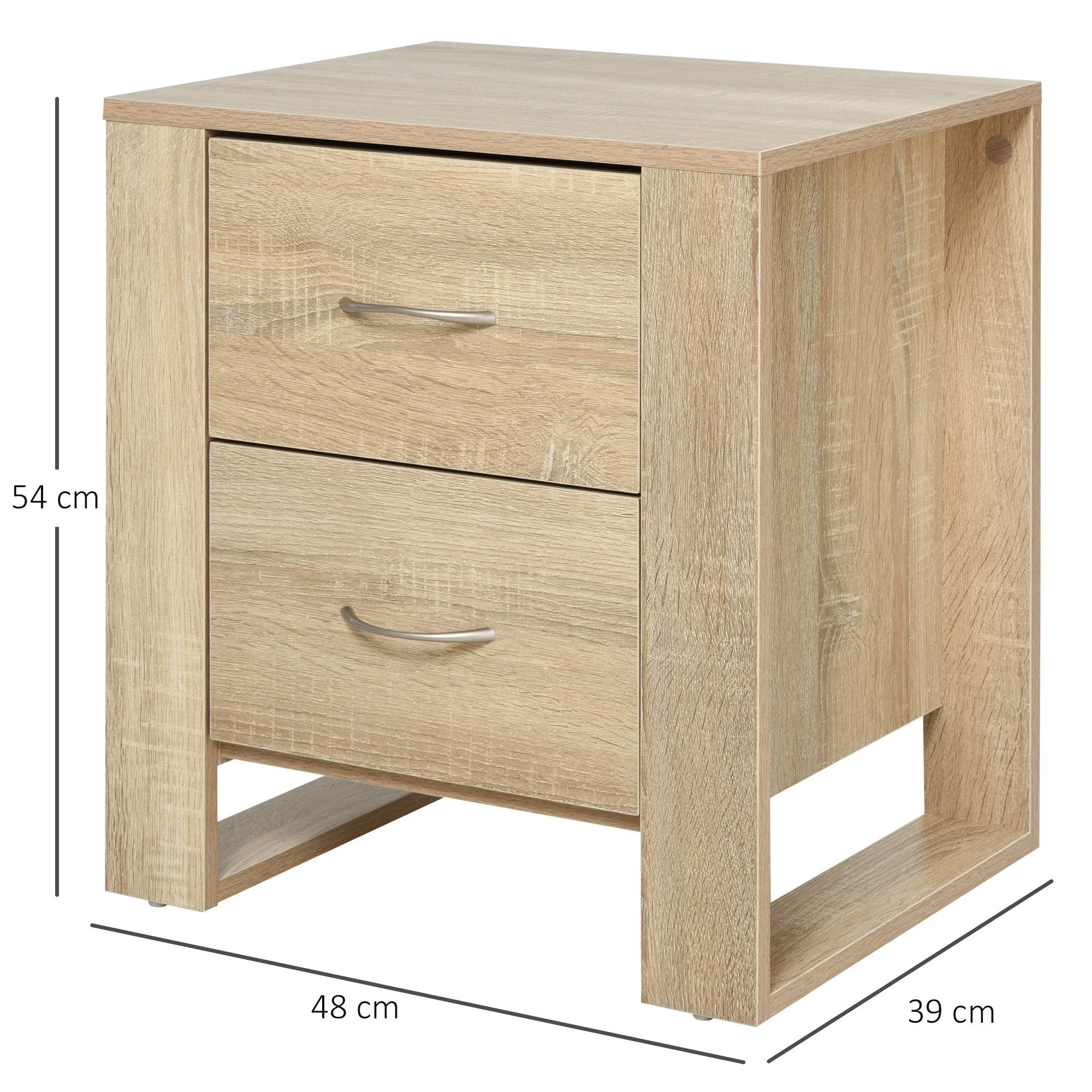 Bedside Table with 2 Drawers - Image 3