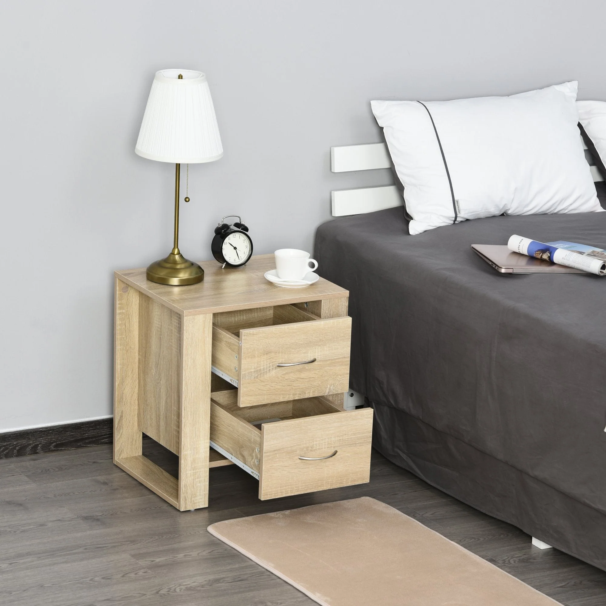 Bedside Table with 2 Drawers - Image 9