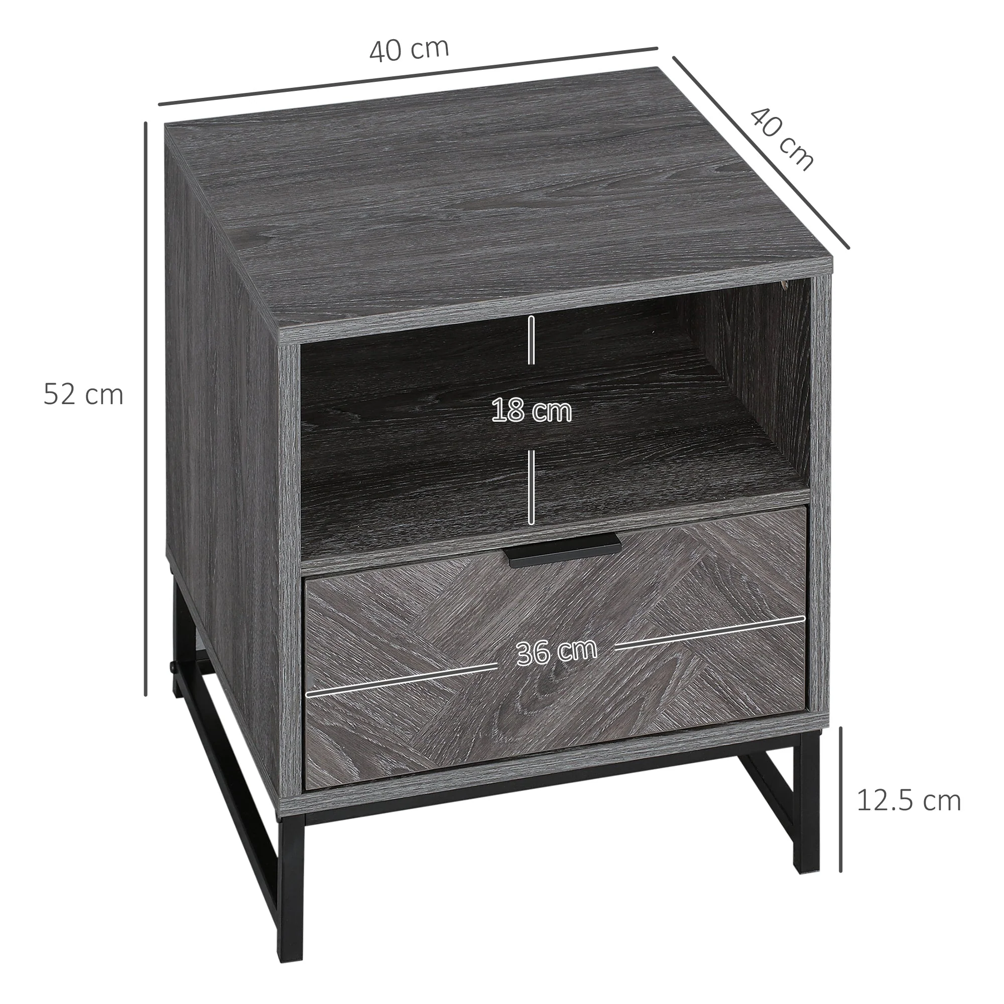 Bedside Table with Drawer and Shelf - Image 3