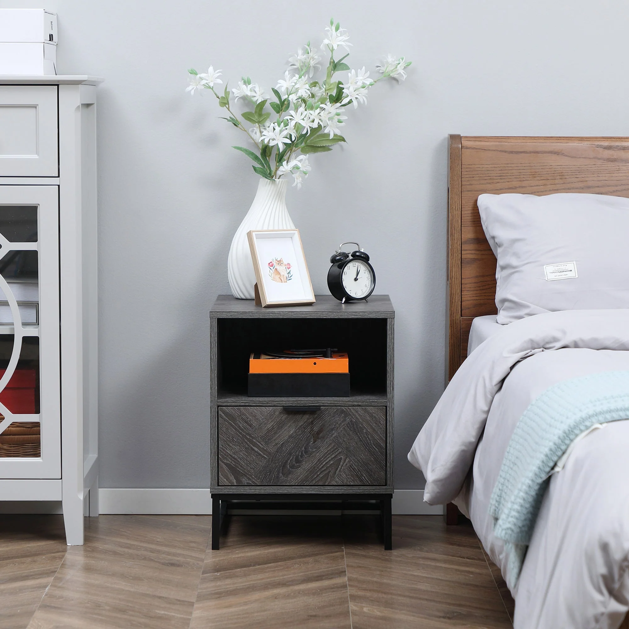 Bedside Table with Drawer and Shelf - Image 7