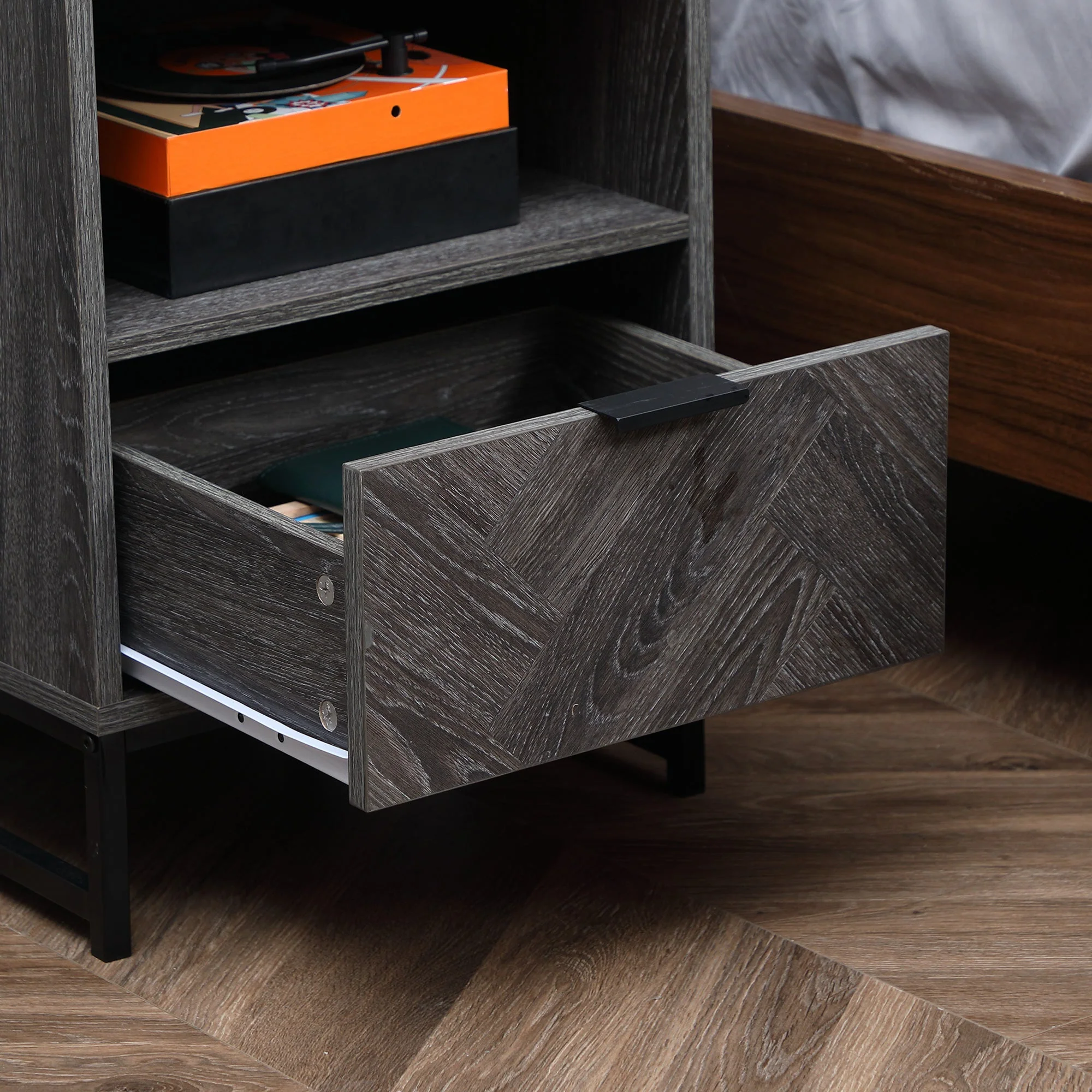 Bedside Table with Drawer and Shelf - Image 9