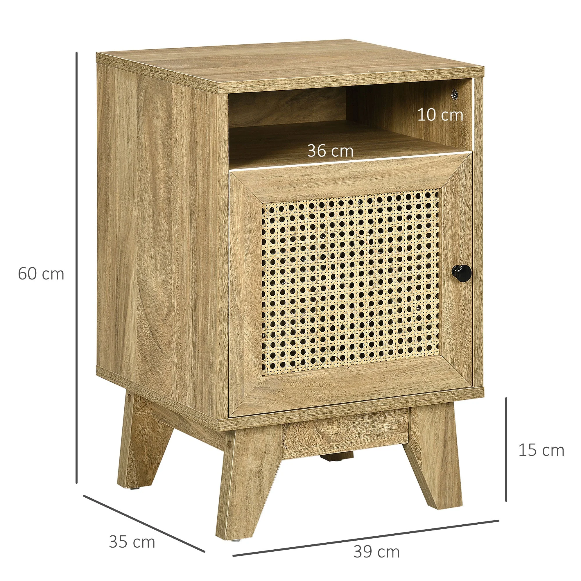 Bedside Table with Rattan Element - Image 2