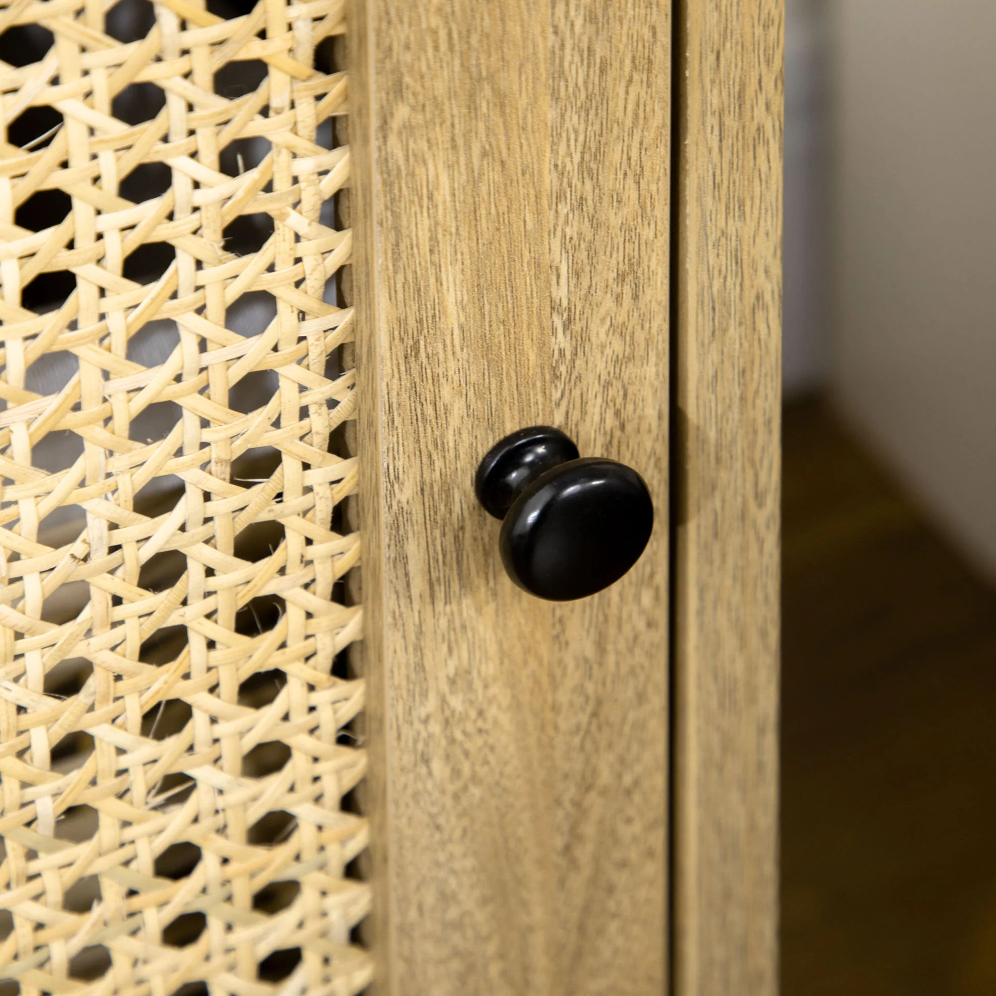 Bedside Table with Rattan Element - Image 8