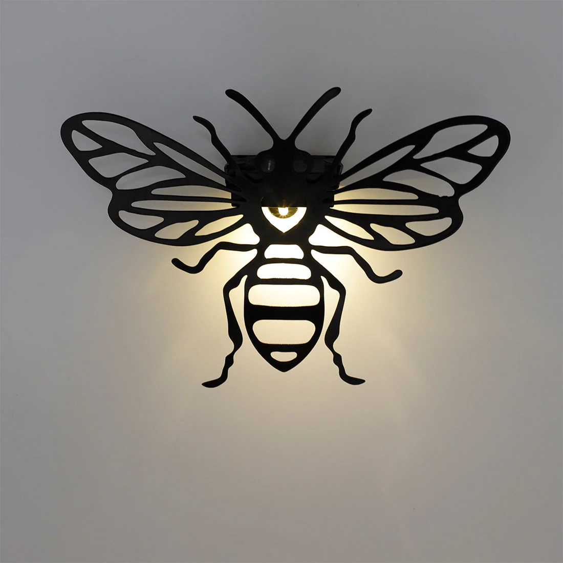 Bee Graphic Solar Garden Wall Light Warm White LED - 22cm by Bright Garden