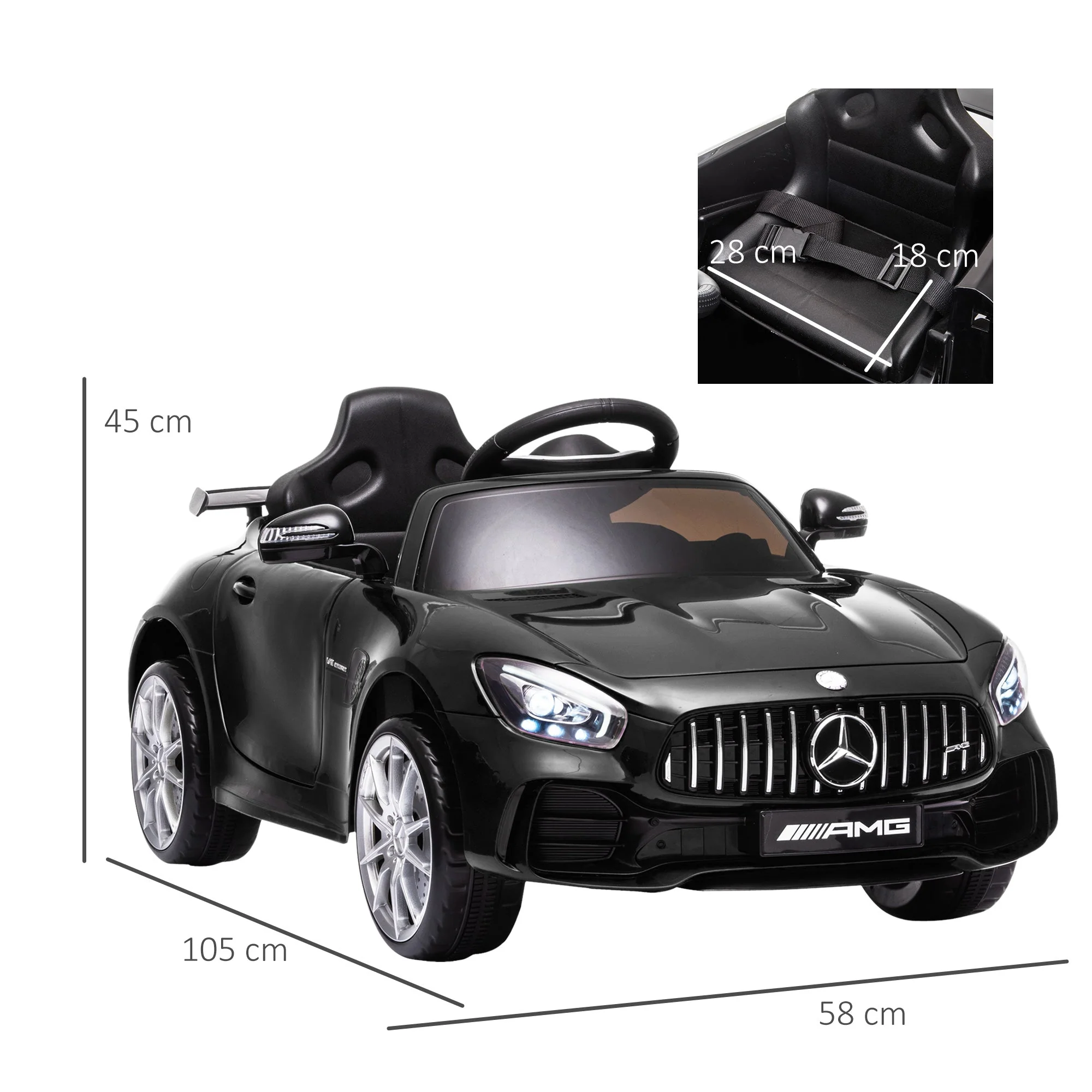 Benz GTR 12V Kids Electric Car Ride On Toy w/ Remote Control MP3 - Image 3