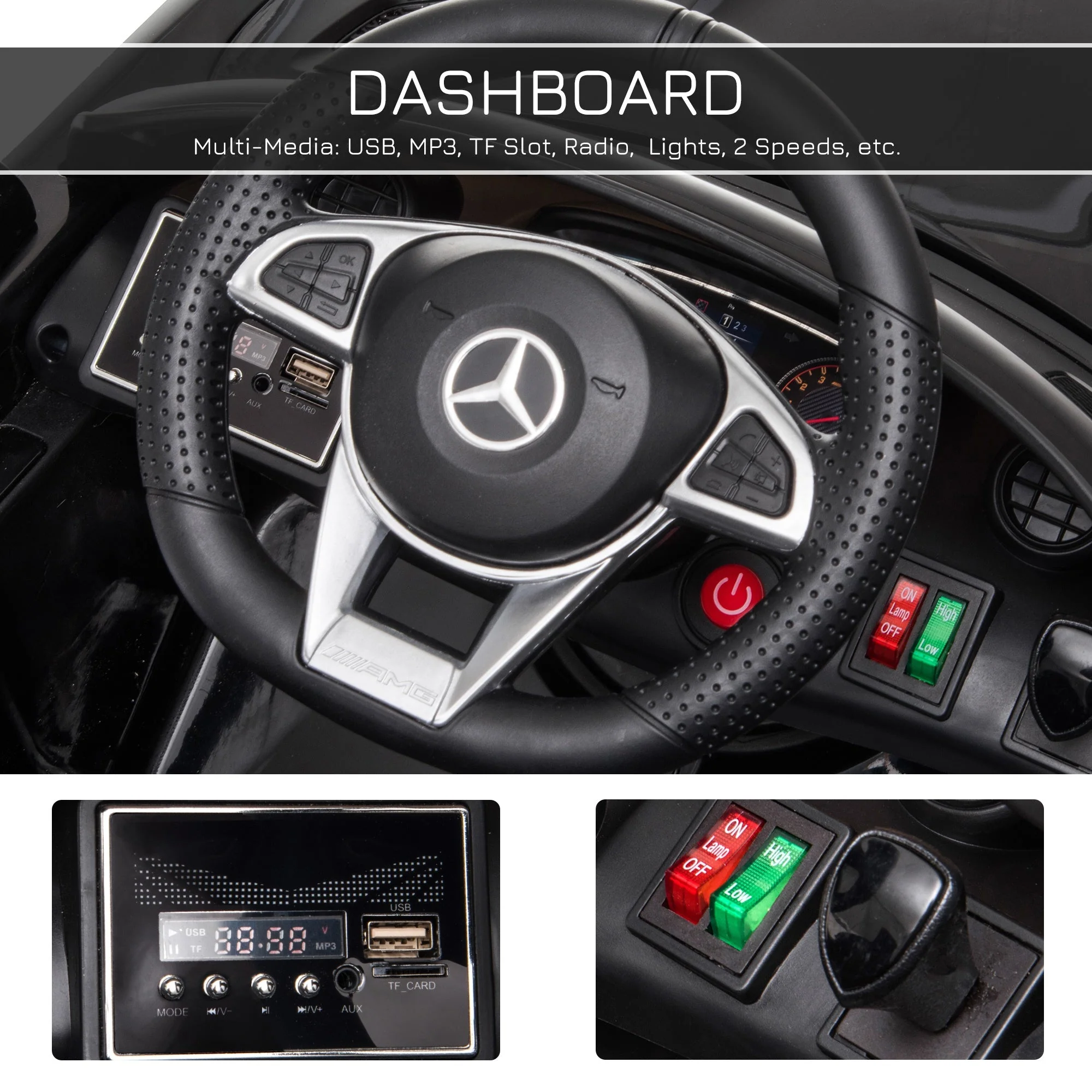 Benz GTR 12V Kids Electric Car Ride On Toy w/ Remote Control MP3 - Image 5