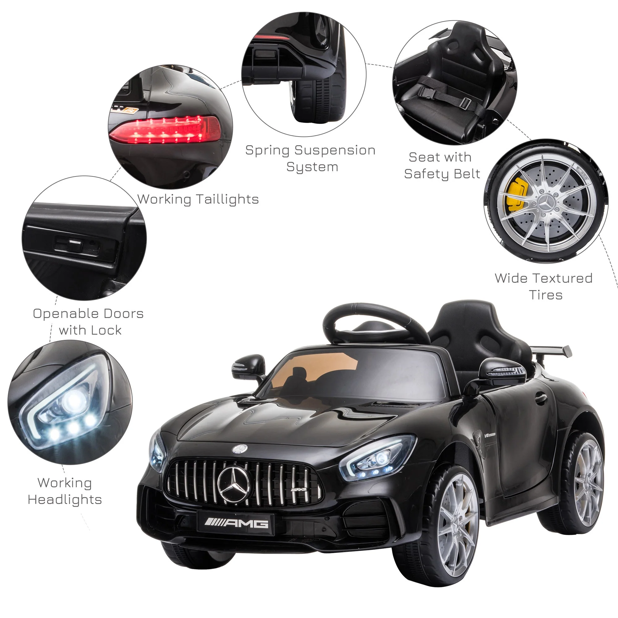 Benz GTR 12V Kids Electric Car Ride On Toy w/ Remote Control MP3 - Image 7