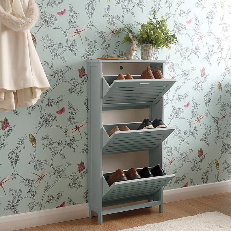 Bergen Tall Shoe Storage Grey 3 Doors 3 Shelves - Image 2