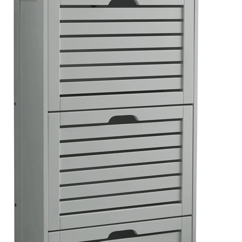 Bergen Tall Shoe Storage Grey 3 Doors 3 Shelves - Image 5