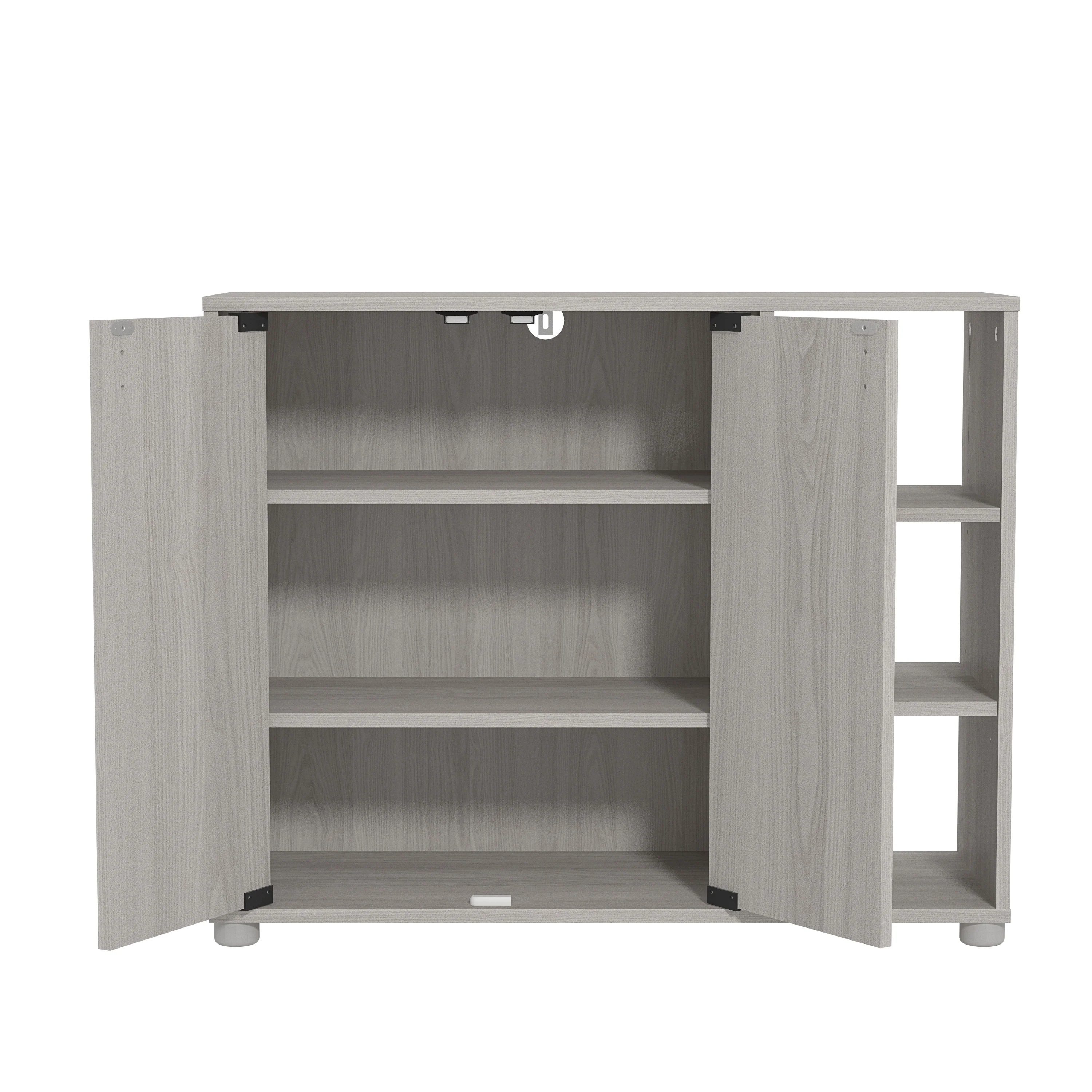 Bideford Shoe Storage Light Grey 2 Doors 6 Shelves - Image 3