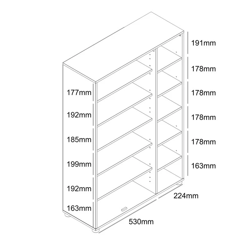 Bideford Tall Shoe Storage White 2 Doors 12 Shelves - Image 11
