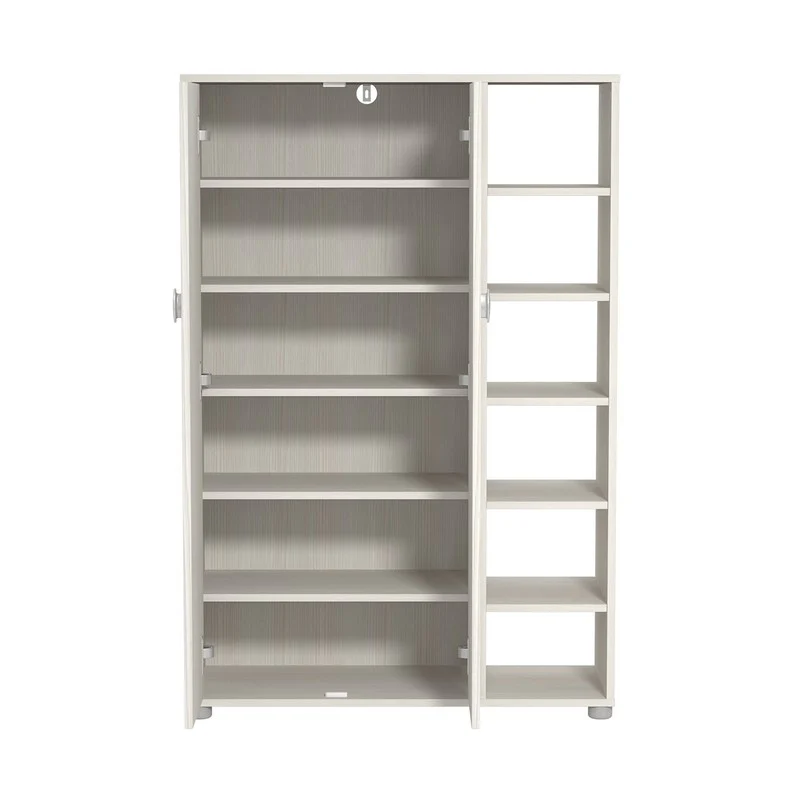 Bideford Tall Shoe Storage White 2 Doors 12 Shelves - Image 4