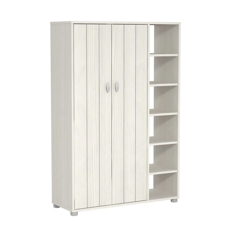 Bideford Tall Shoe Storage White 2 Doors 12 Shelves - Image 5