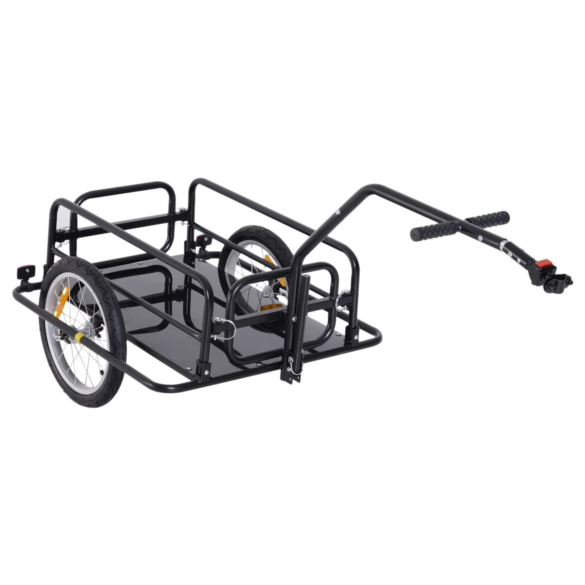 Bike Cargo Trailer Bicycle Cargo Storage Cart w/ Hitch Cycling Camping Luggage Storage Carrier Transport Steel Black - Image 2