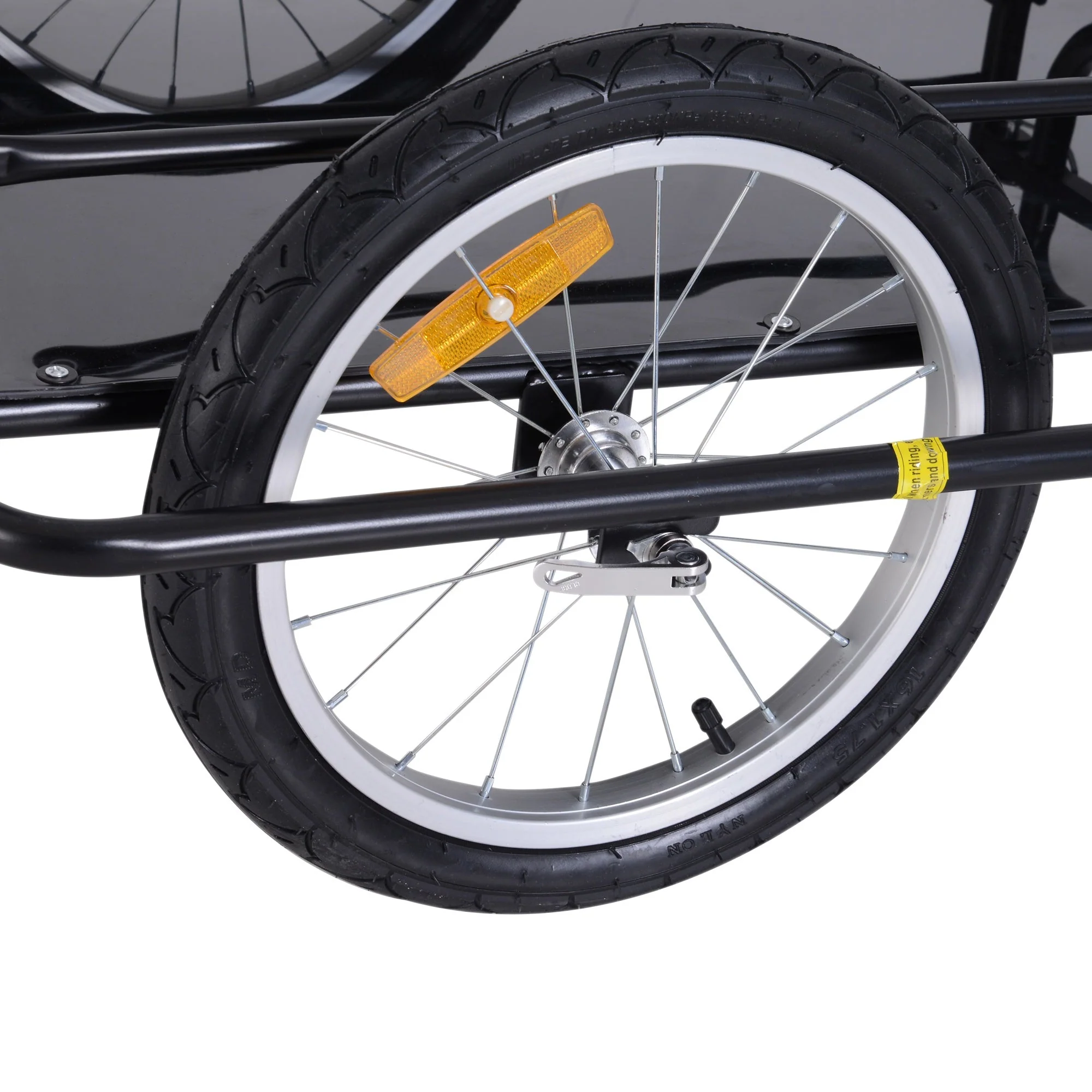 Bike Cargo Trailer Bicycle Cargo Storage Cart w/ Hitch Cycling Camping Luggage Storage Carrier Transport Steel Black - Image 7