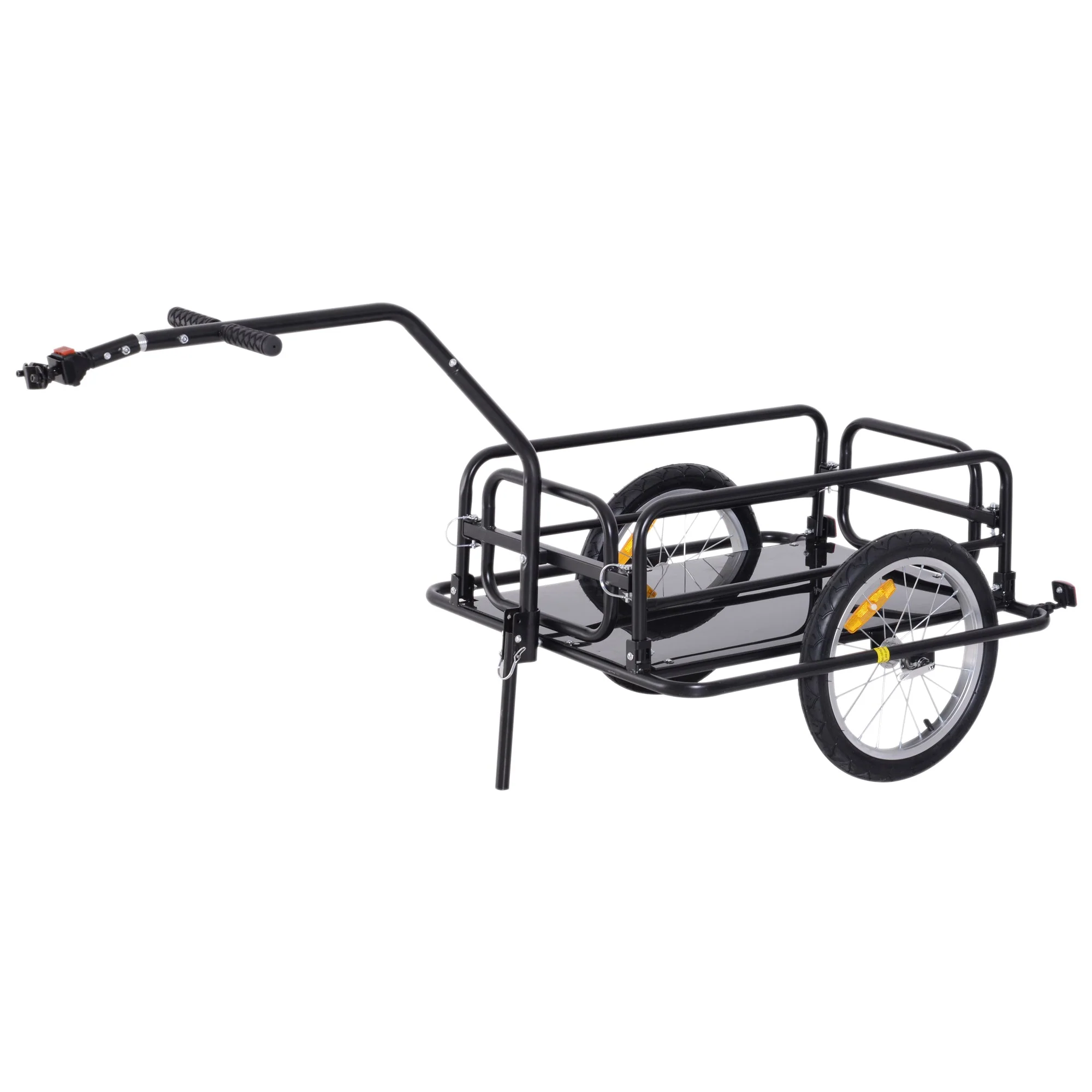 Bike Cargo Trailer Bicycle Cargo Storage Cart w/ Hitch Cycling Camping Luggage Storage Carrier Transport Steel Black - Image 9
