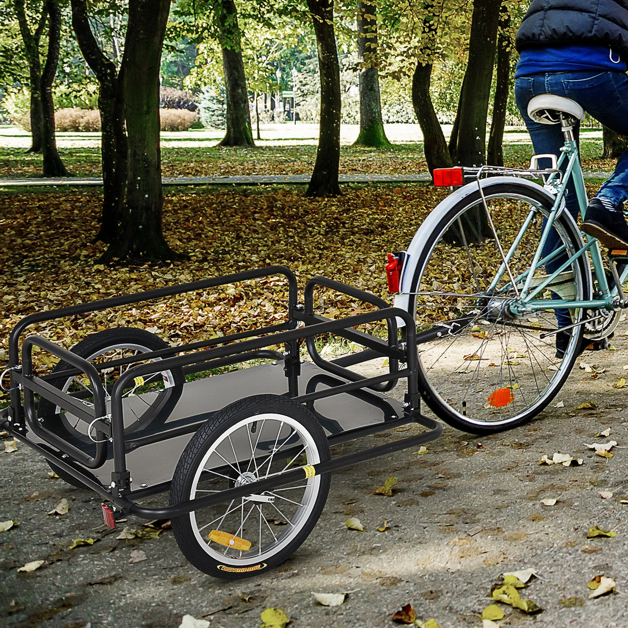 Bike Cargo Trailer in Steel Frame Extra Bicycle Storage Carrier with Hitch-Black - Image 2
