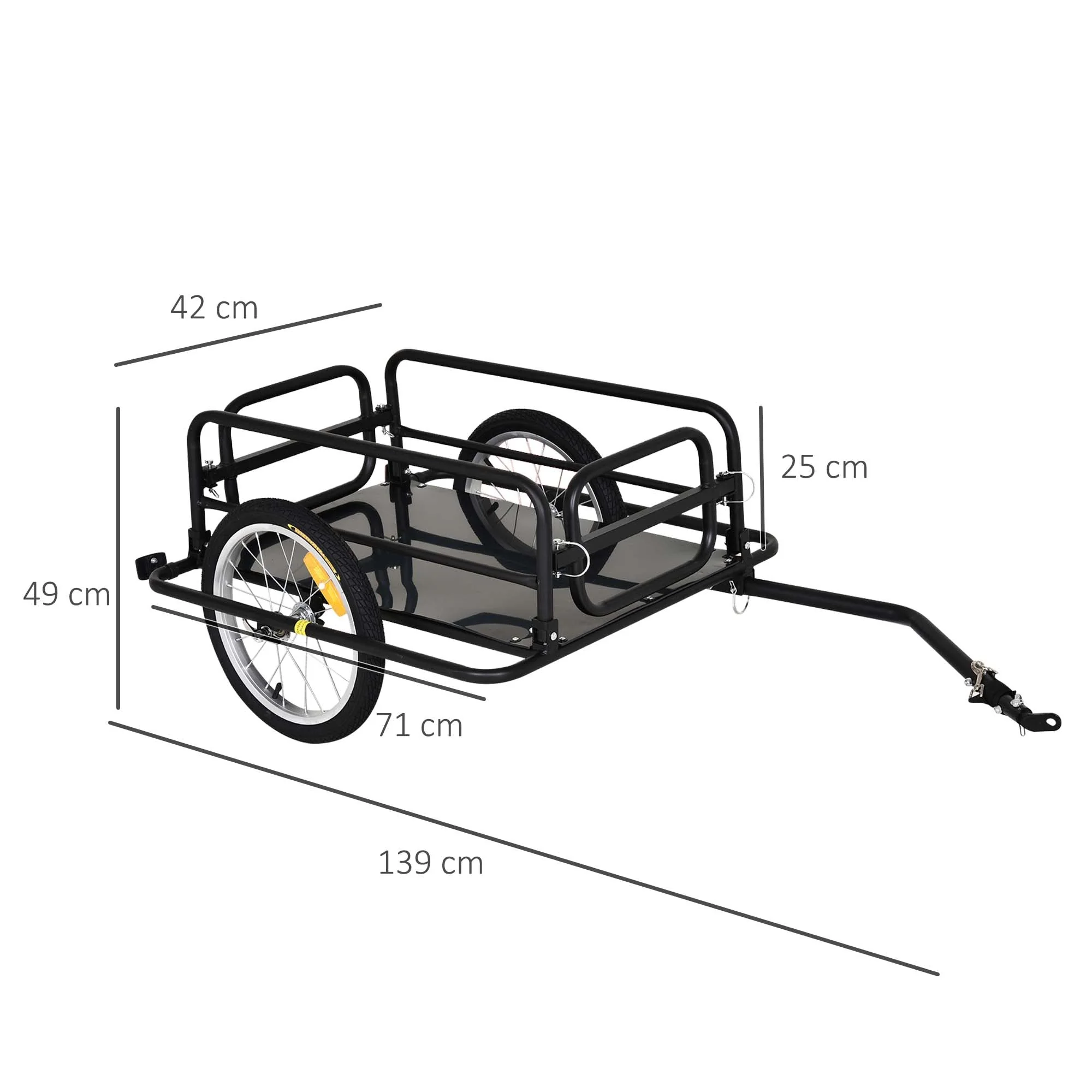 Bike Cargo Trailer in Steel Frame Extra Bicycle Storage Carrier with Hitch-Black - Image 3