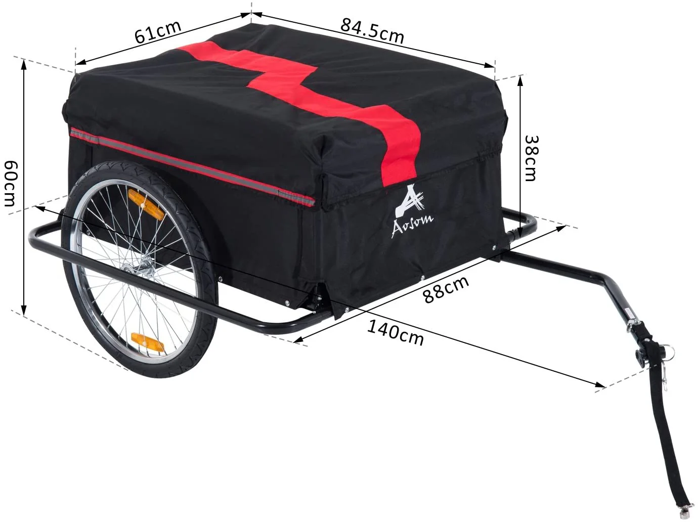 Bike Cargo Trailer W/Removable Cover-Red/Black - Image 2