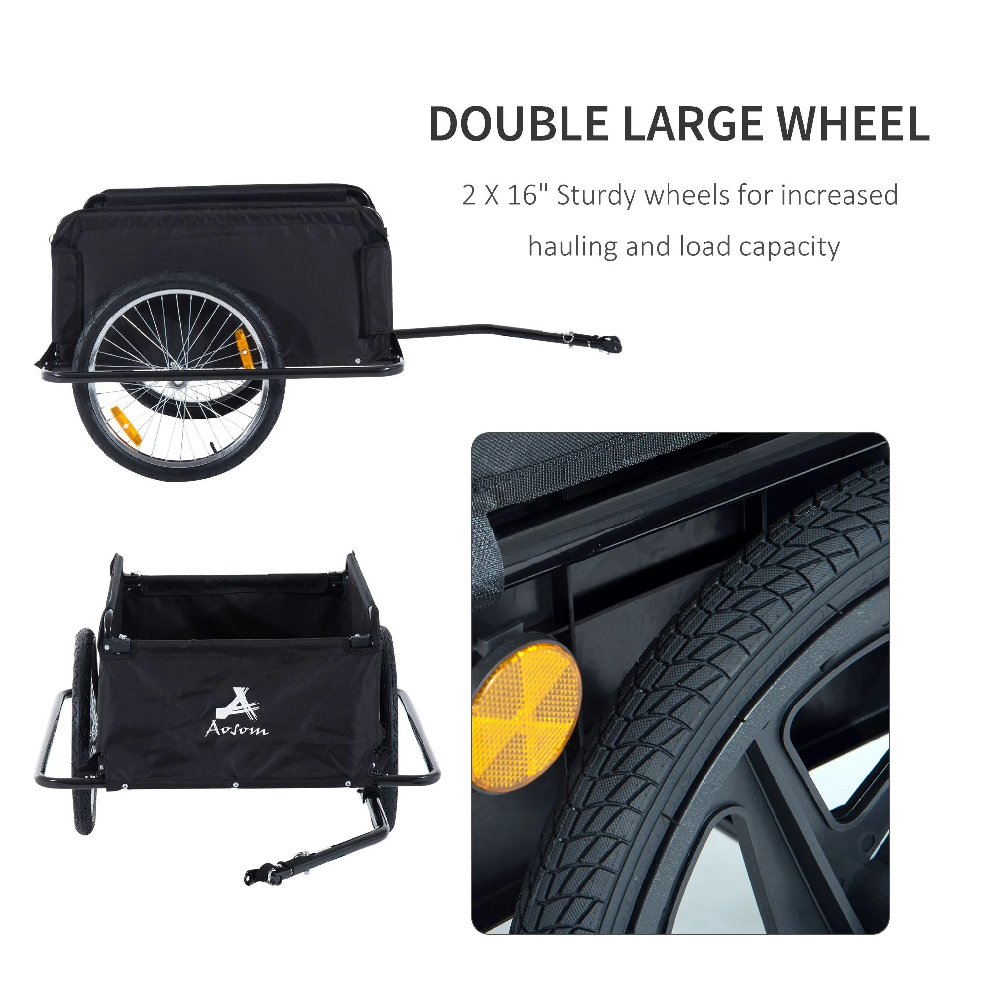 Bike Cargo Trailer W/Removable Cover-Red/Black - Image 4