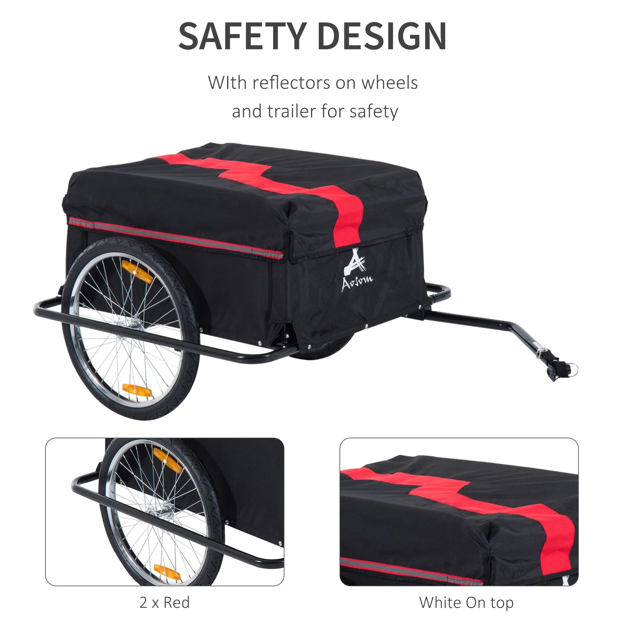 Bike Cargo Trailer W/Removable Cover-Red/Black - Image 5