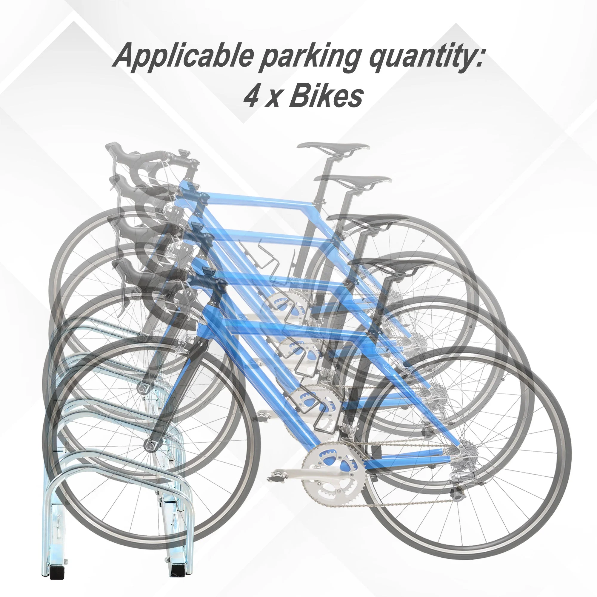 Bike Stand Parking Rack Floor or Wall Mount Bicycle Cycle Storage Locking Stand 4 Racks - Image 4