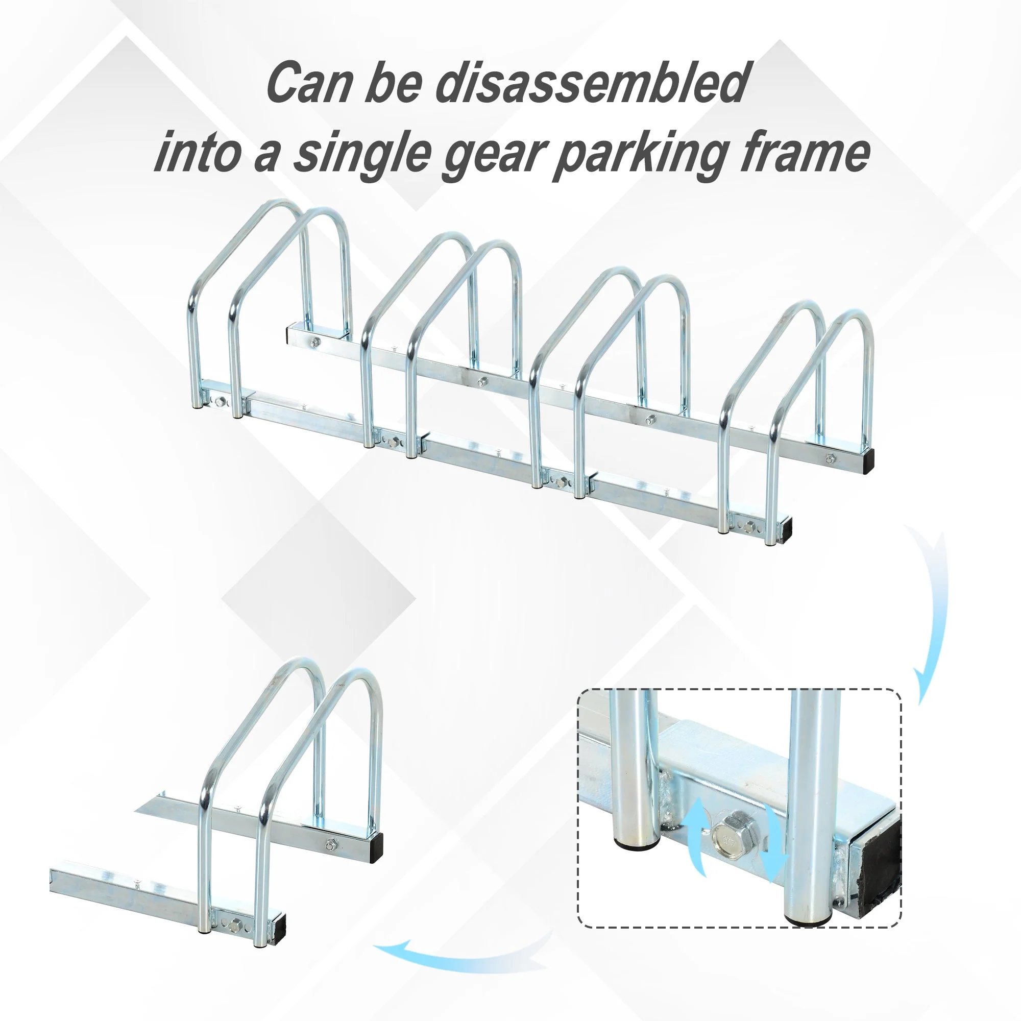 Bike Stand Parking Rack Floor or Wall Mount Bicycle Cycle Storage Locking Stand 4 Racks - Image 5