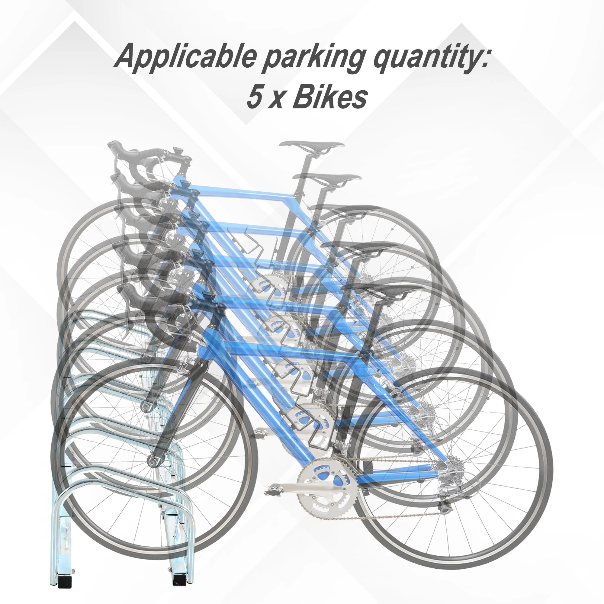 Bike Stand Parking Rack Floor or Wall Mount Bicycle Cycle Storage Locking Stand 5 Racks - Image 4