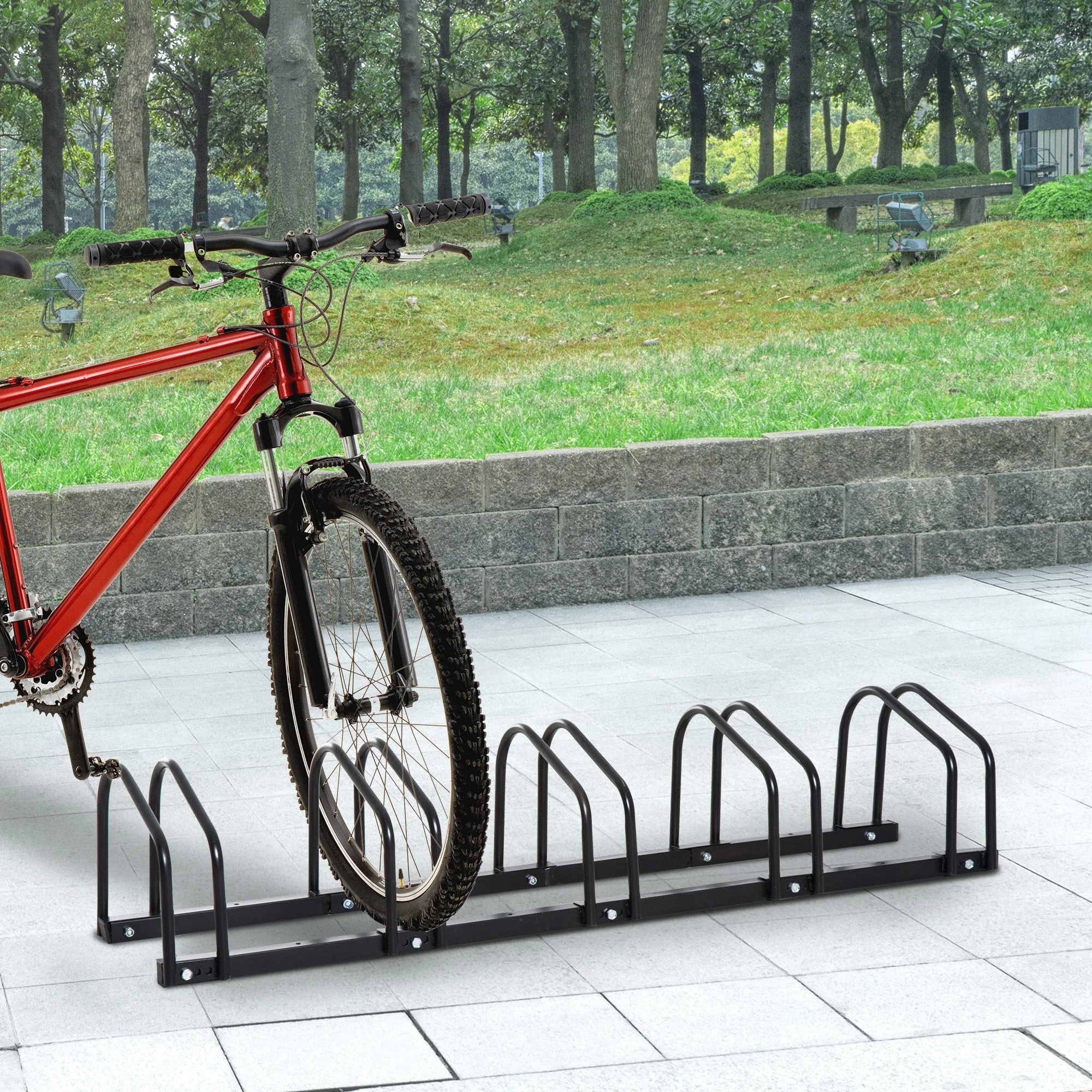 Bike Stand Parking Rack Floor or Wall Mount Bicycle Cycle Storage Locking Stand 5 Racks - Image 4