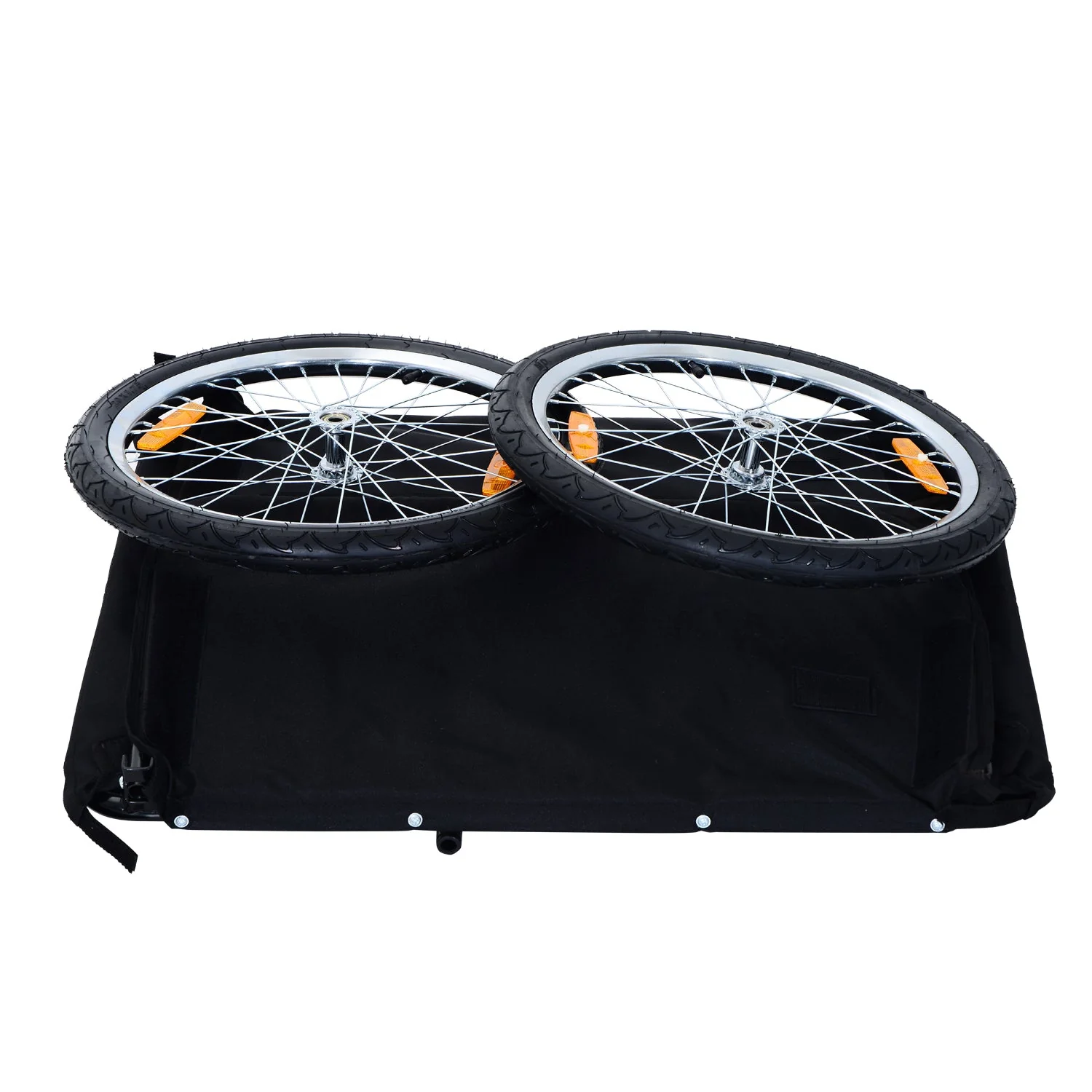 Bike Trailer Cargo in Steel Frame Extra Bicycle Storage Carrier with Removable Cover and Hitch White and Black - Image 7