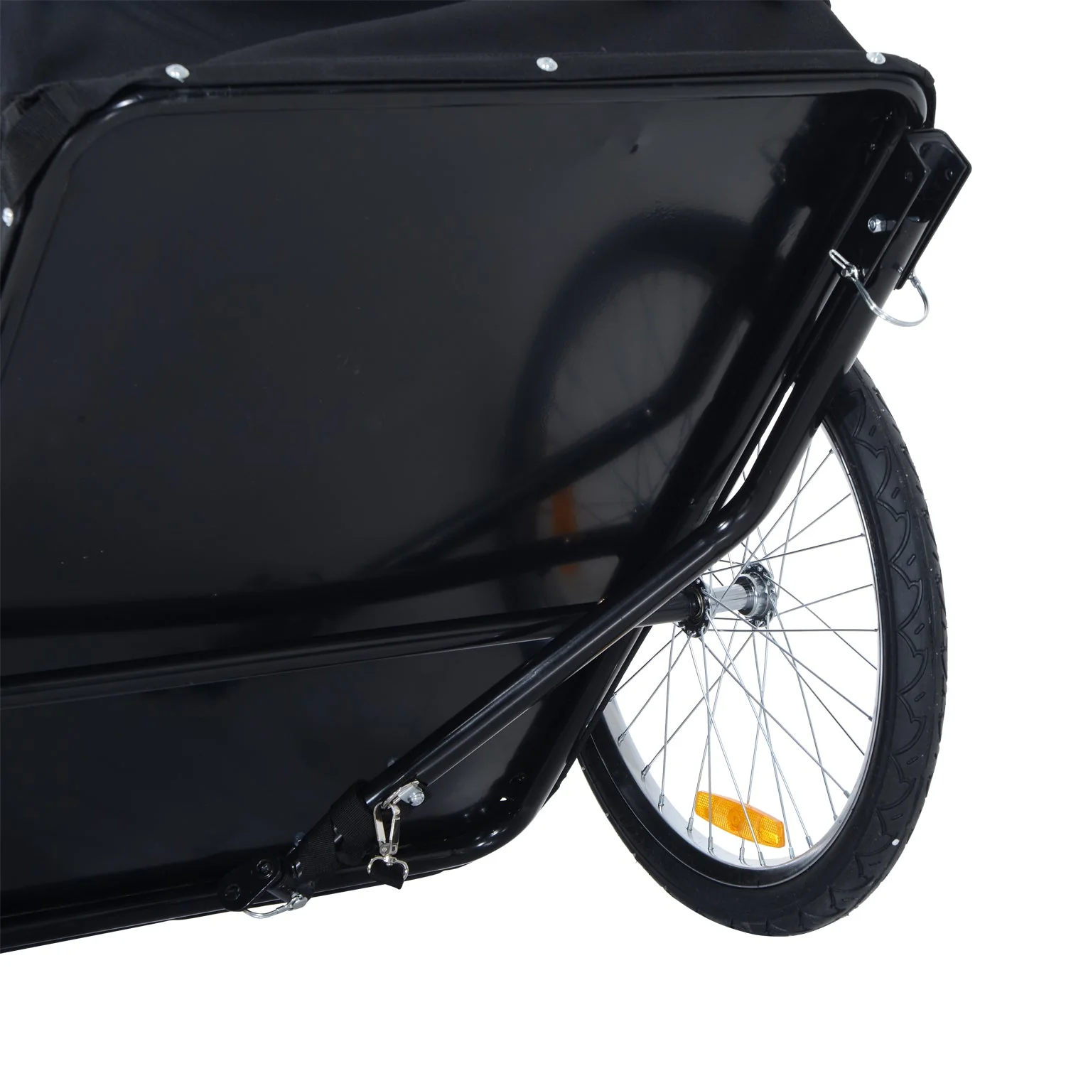 Bike Trailer Cargo in Steel Frame Extra Bicycle Storage Carrier with Removable Cover and Hitch White and Black - Image 8